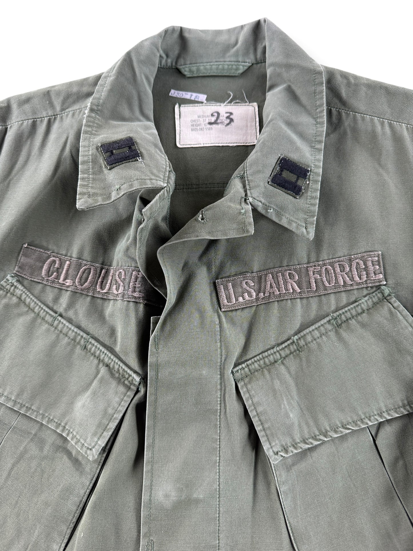 Patches on Vintage Slant Pocket 3rd Pattern Fatigue Top SZ M