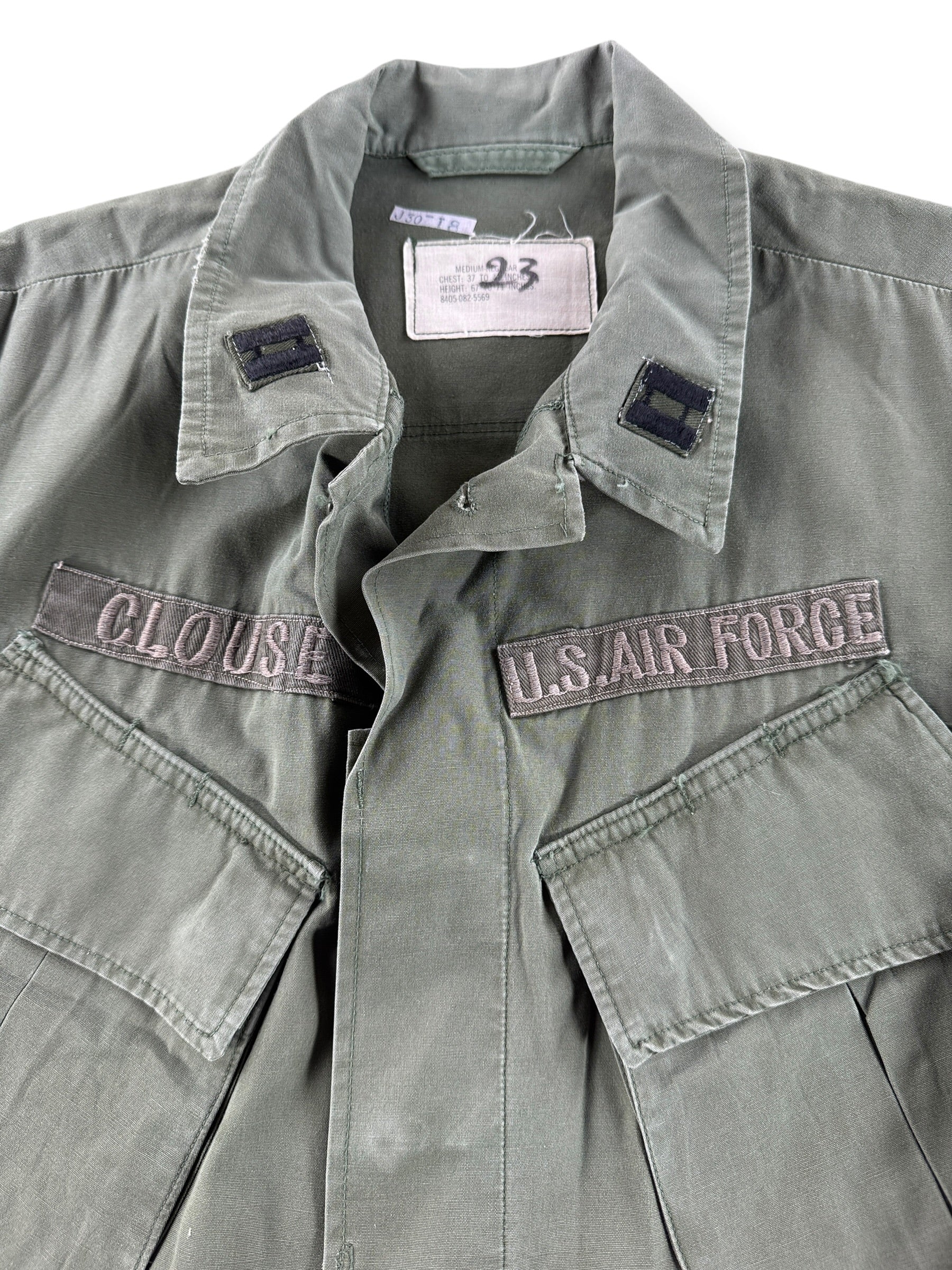 Patches on Vintage Slant Pocket 3rd Pattern Fatigue Top SZ M