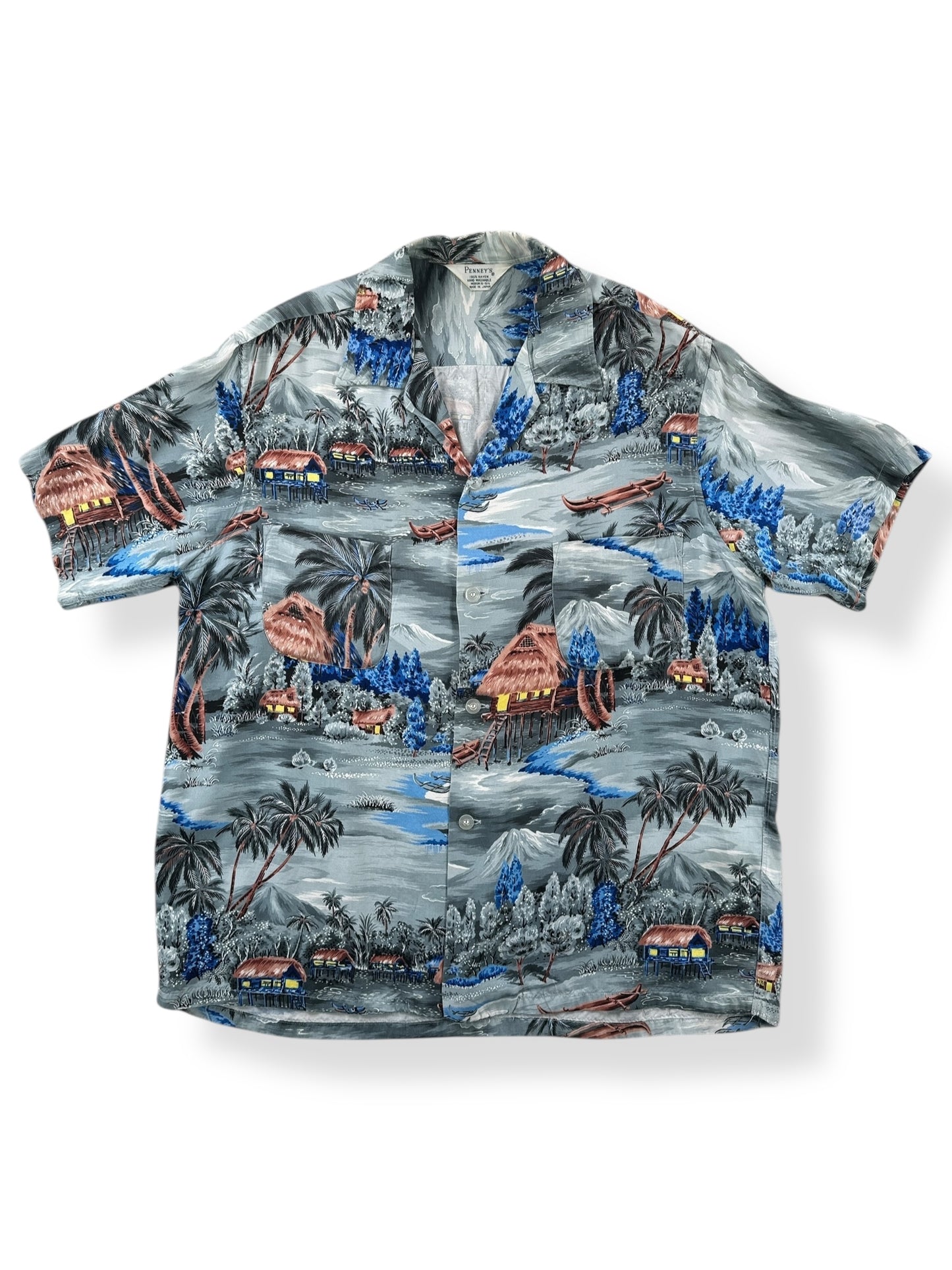 Front of Vintage Penney's Rayon Aloha Shirt SZ M