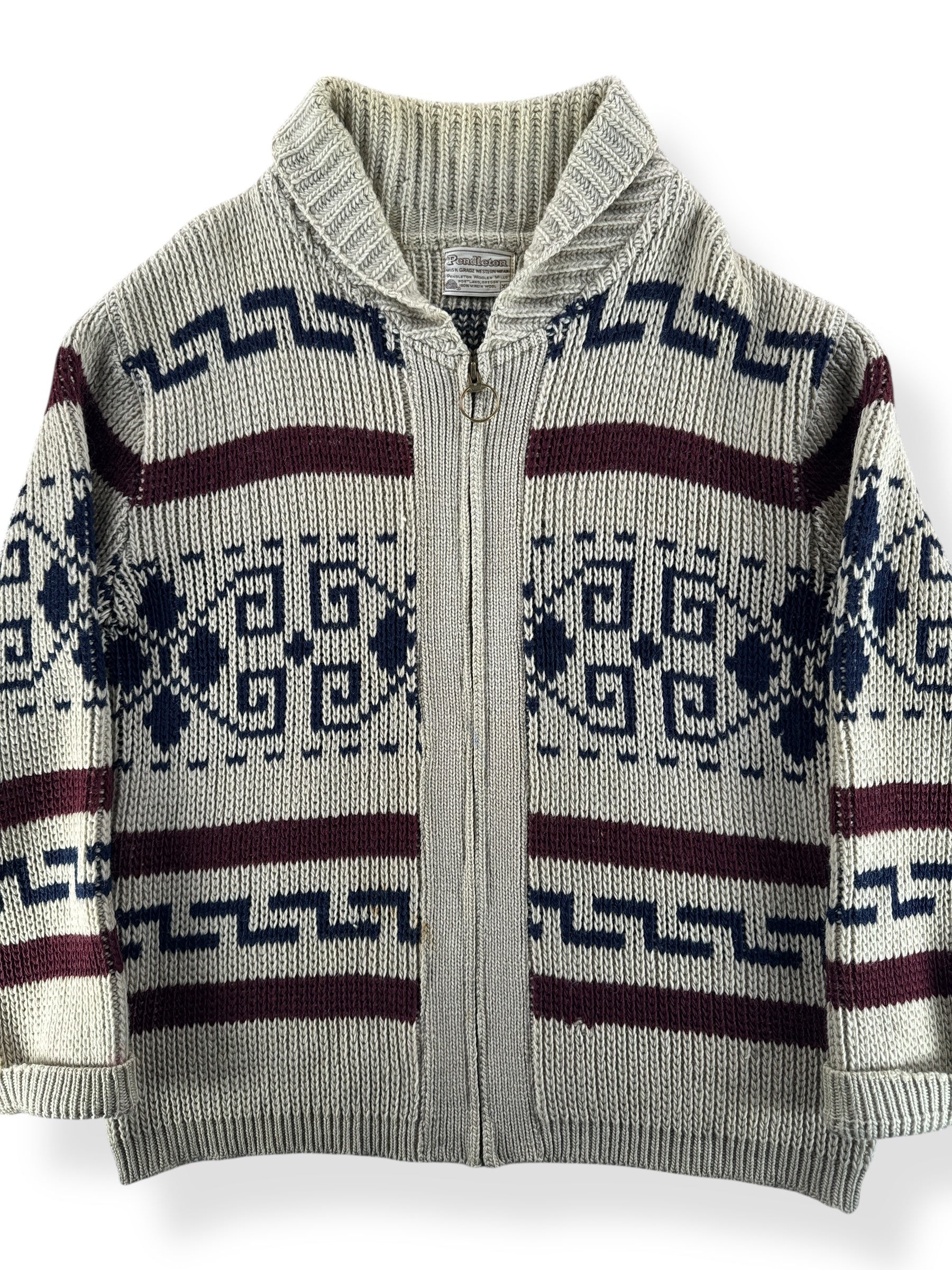 Front Close Up of Vintage Pendleton Westerly Lebowski Sweater SZ XL
