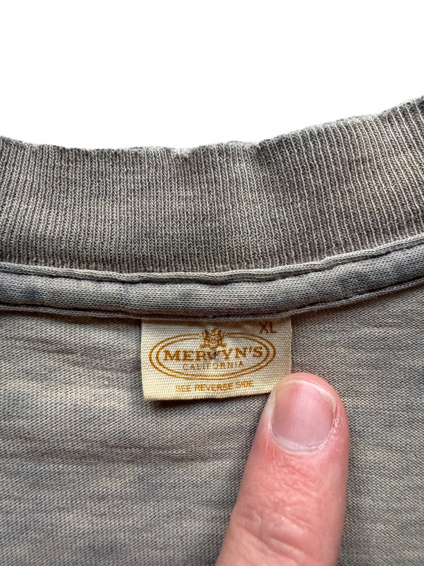 tag on Vintage Well-Loved Mervyn's Blank Pocket Tee SZ L