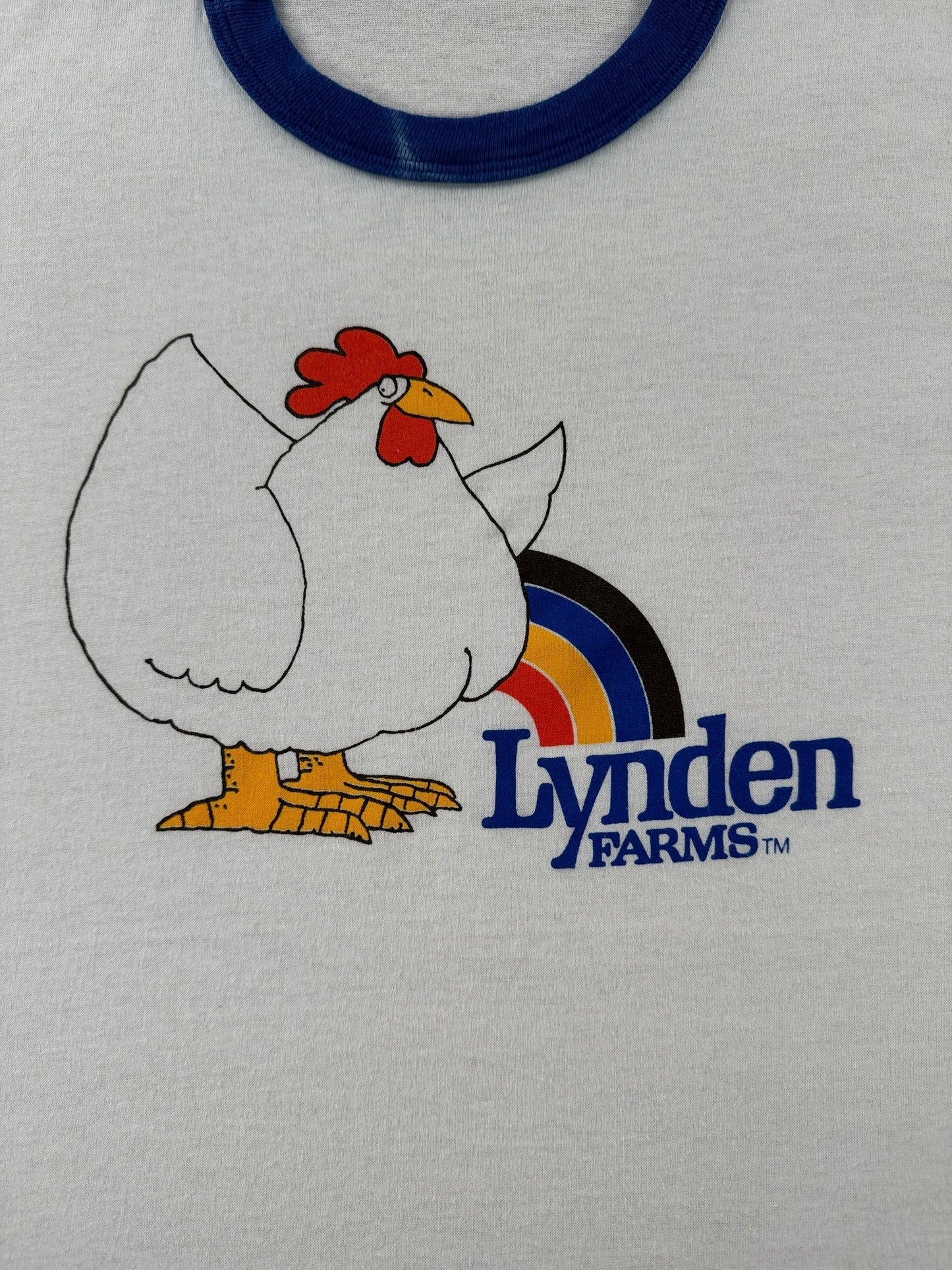 Graphic of Vintage Lynden Farms Chicken Ringer Tee SZ L