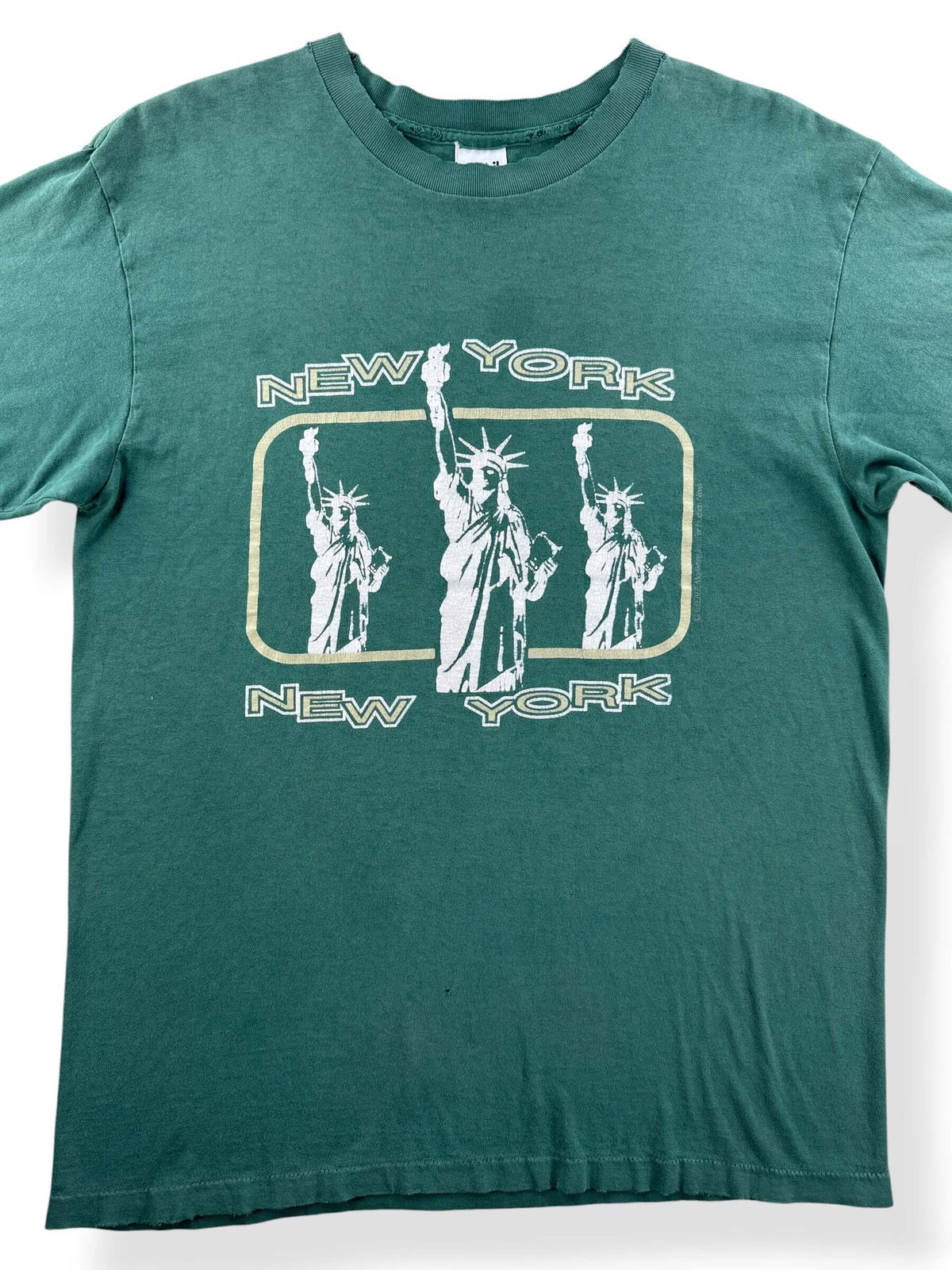 Close-up of Vintage Green NYC Tee SZ L