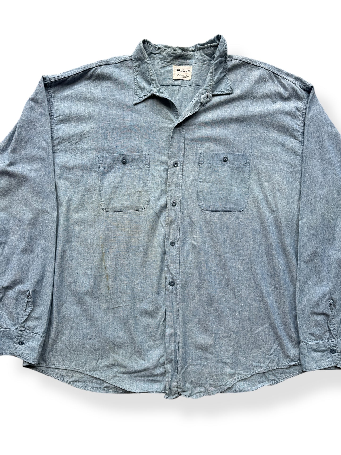 Front Close Up of Vintage Madewell Chambray Shirt SZ XXXL