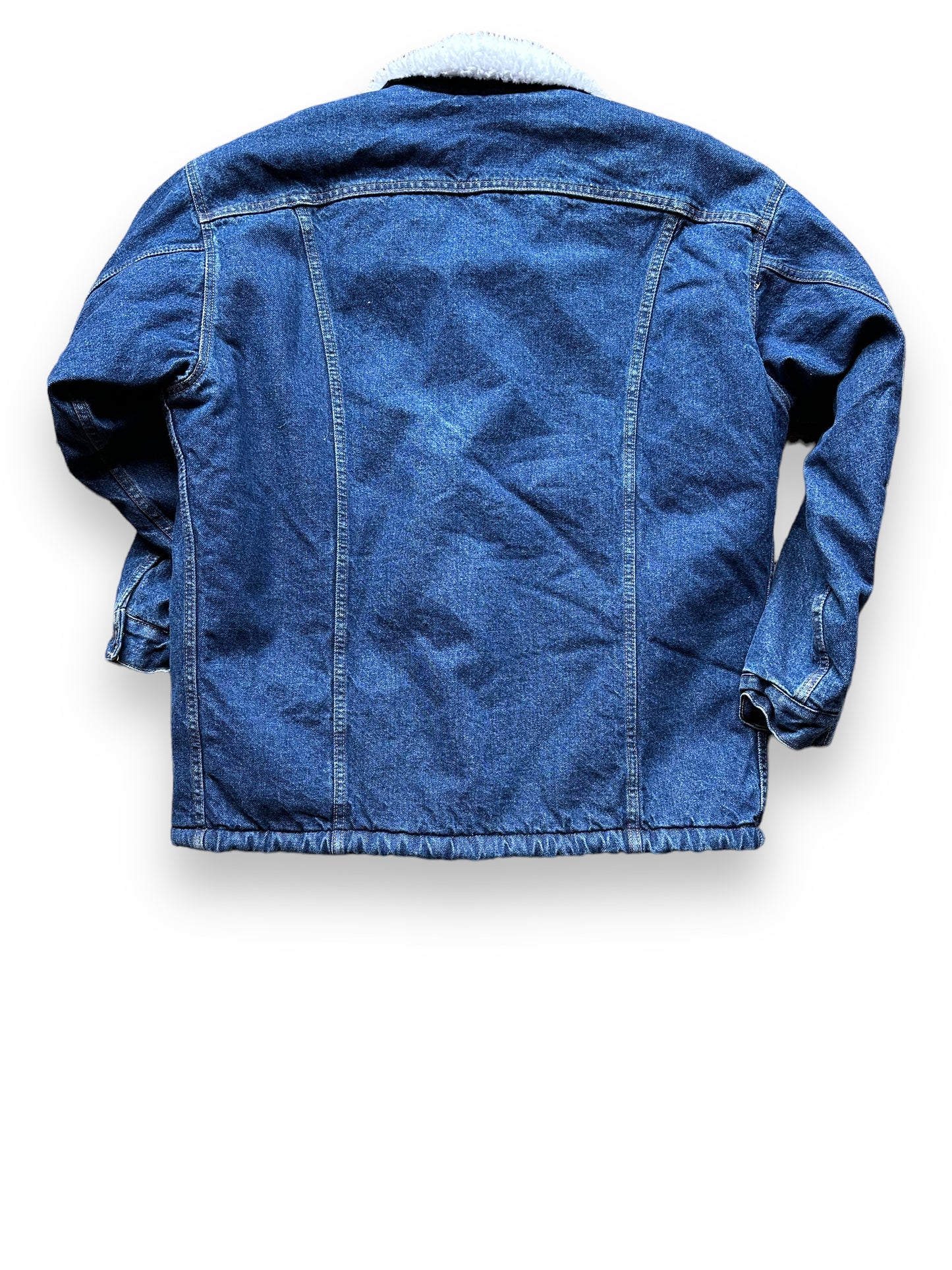 Rear View of Vintage Dark Levis Sherpa Type III Denim Jacket SZ L | Vintage Denim Workwear Seattle | Barn Owl Seattle