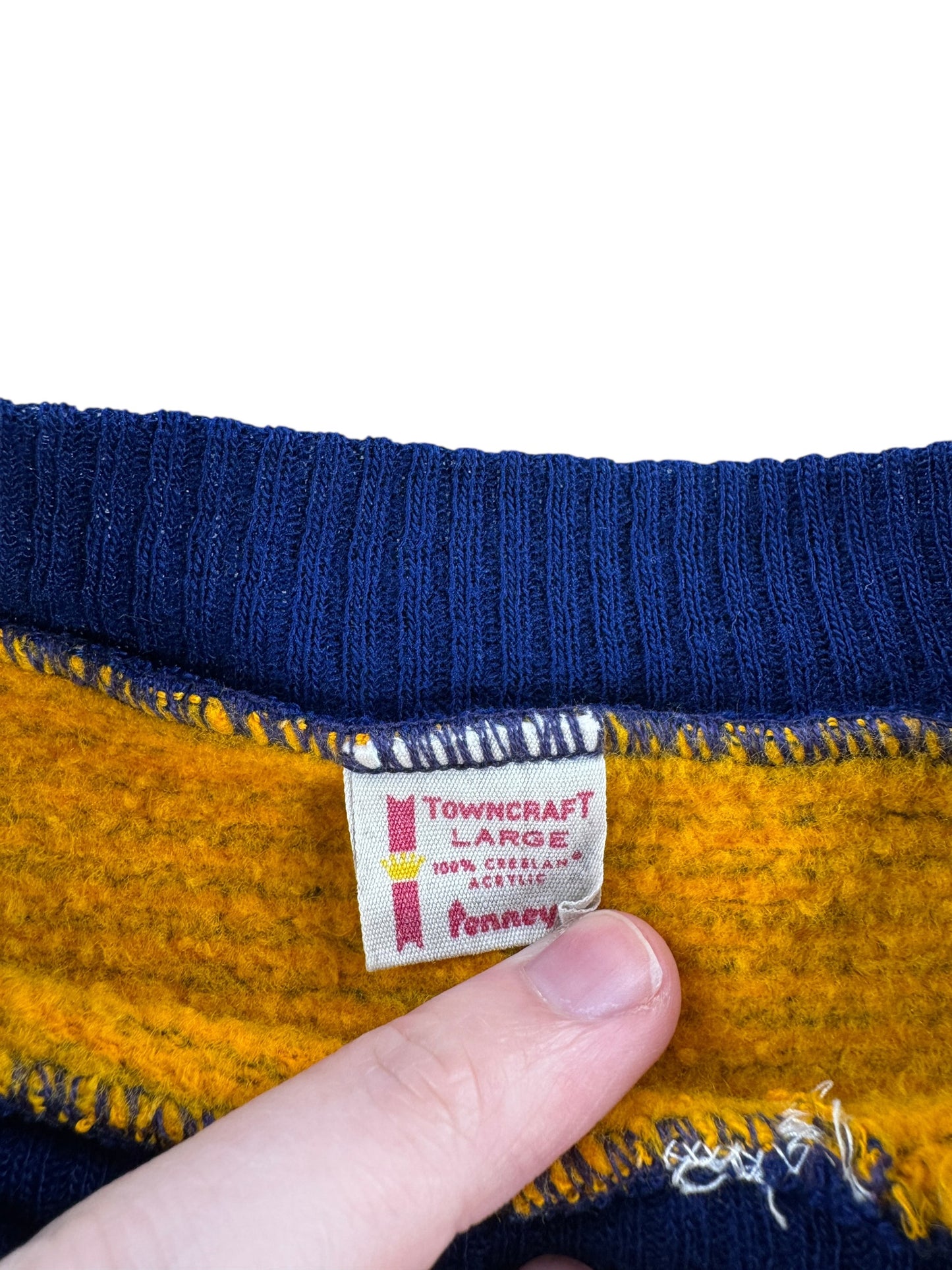 Tag on Vintage Towncraft Striped Creslan Crewneck SZ L (Fits M)