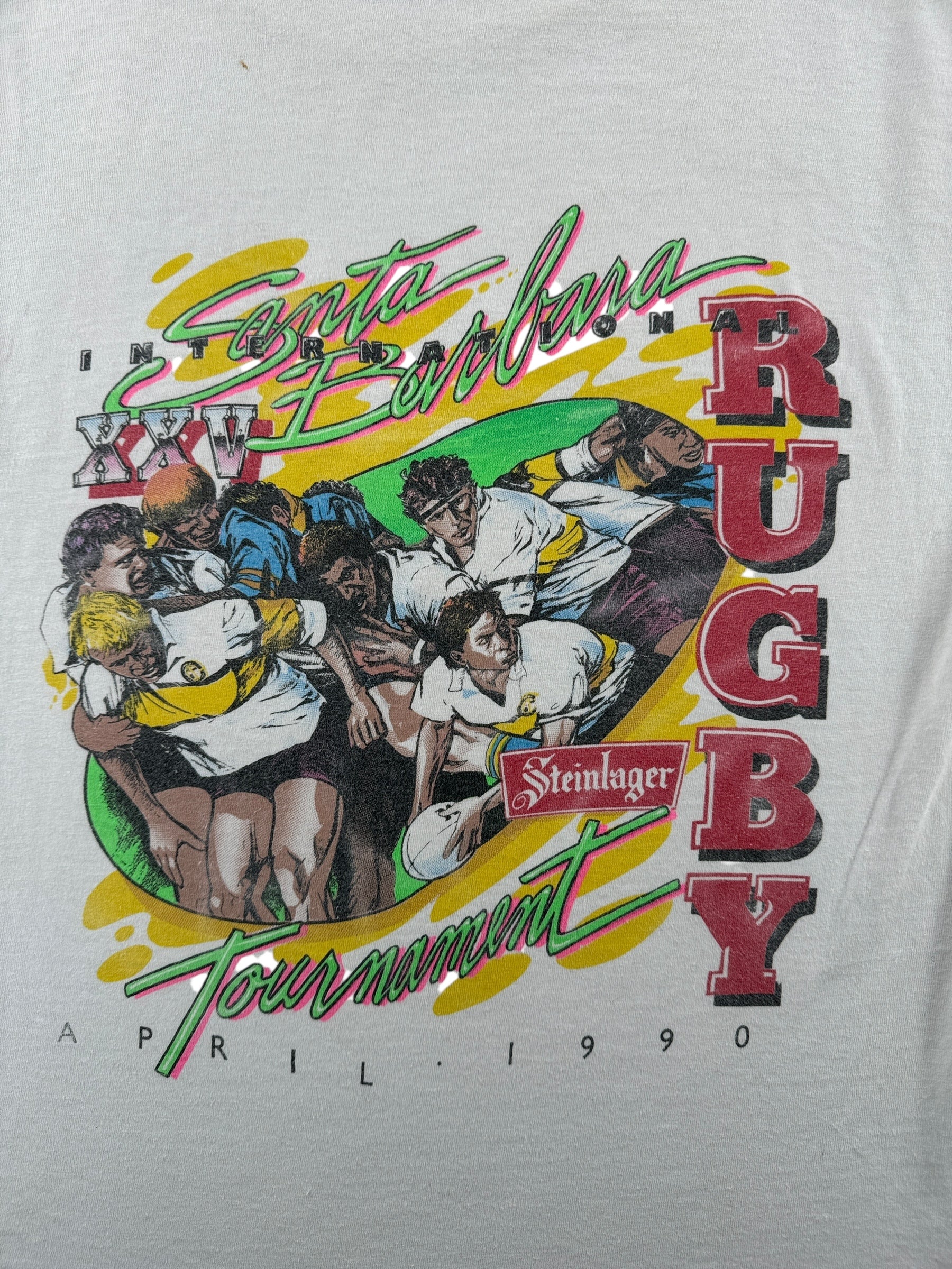 Back Graphic of Vintage Long Sleeve 1990 Santa Barbara Rugby Tournament Tee SZ L