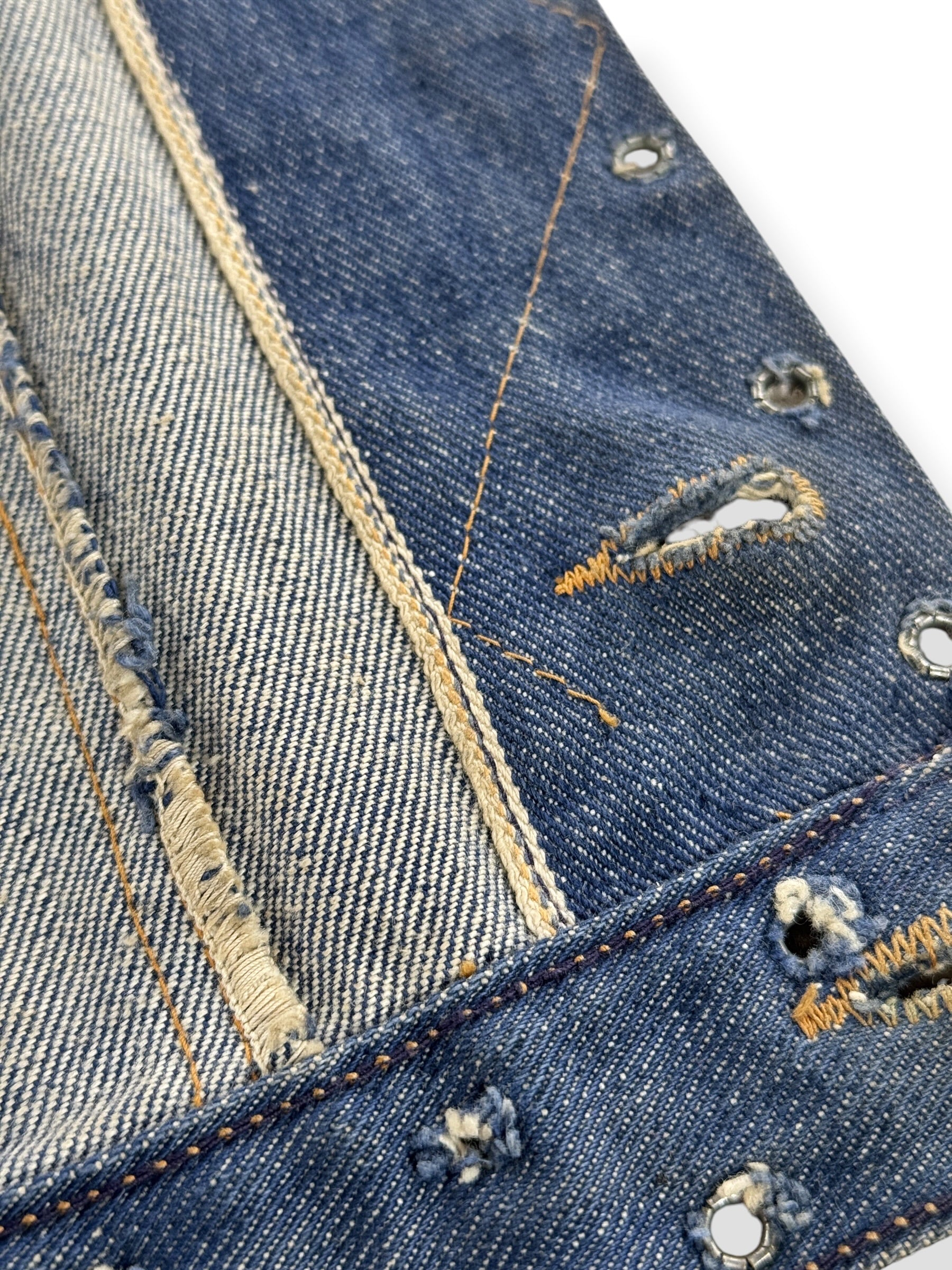 Selvedge ID on inside of Vintage 60s Dark Wash Wrangler Biker Vest SZ 40