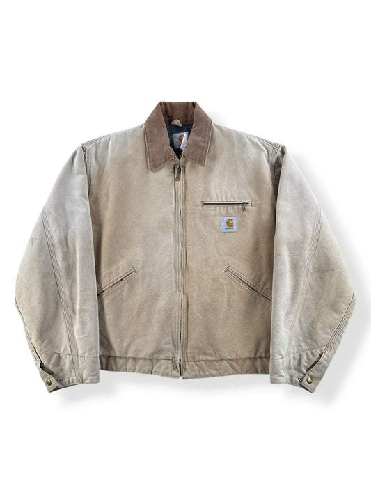 Front of Vintage Tan Carhartt Detroit Jacket SZ 46