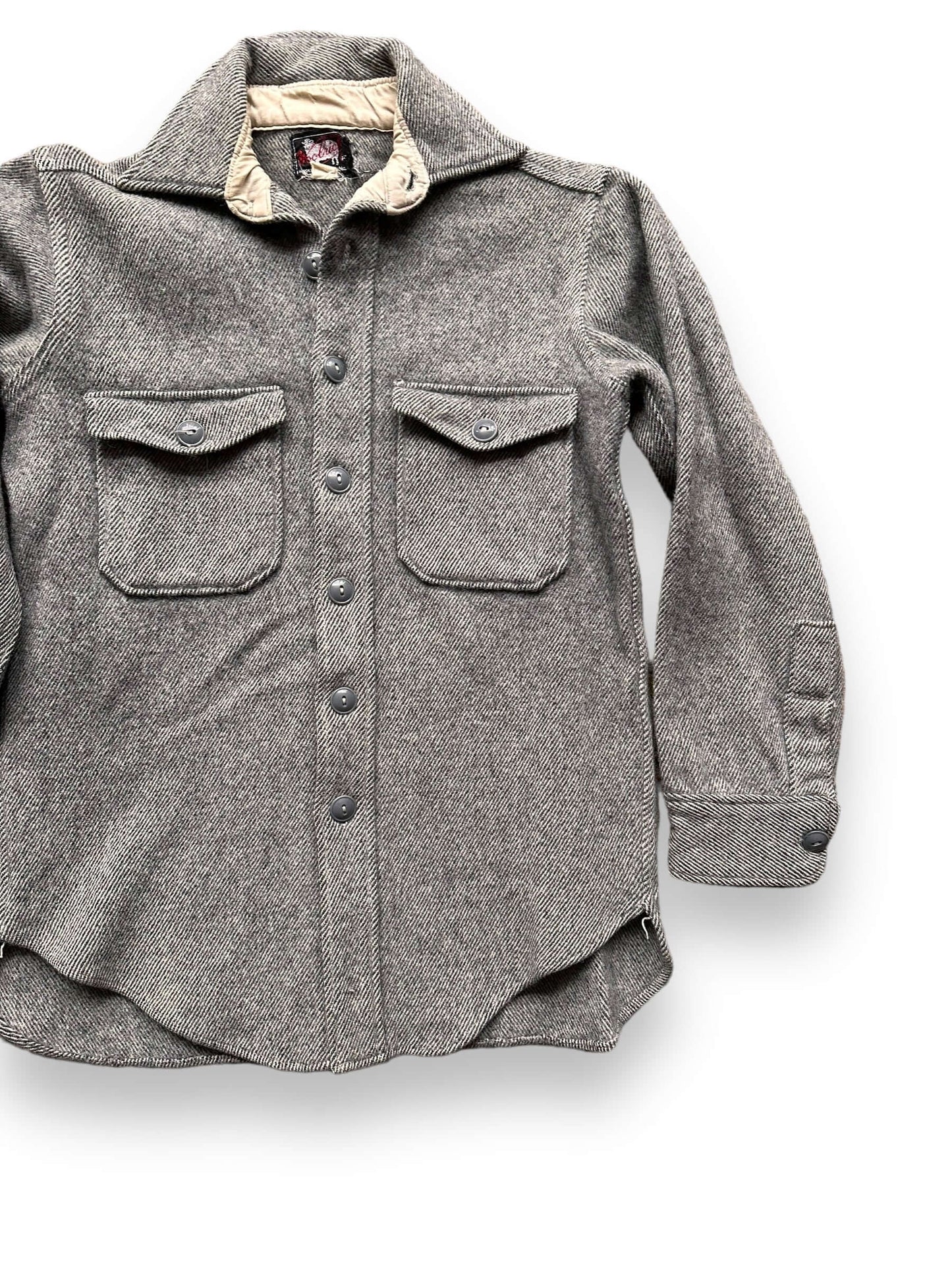 Front Left View of Vintage Woolrich Shirt Jacket SZ M | Vintage Workwear Seattle