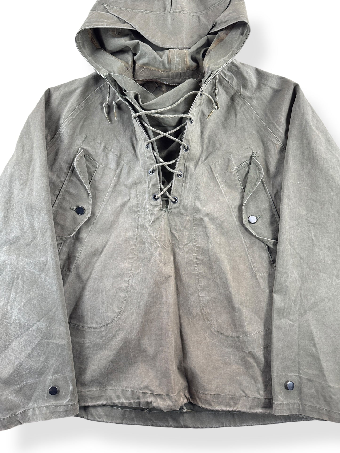 Front Close Up of Vintage 60s Wet Weather Parka  SZ M (Fits L)