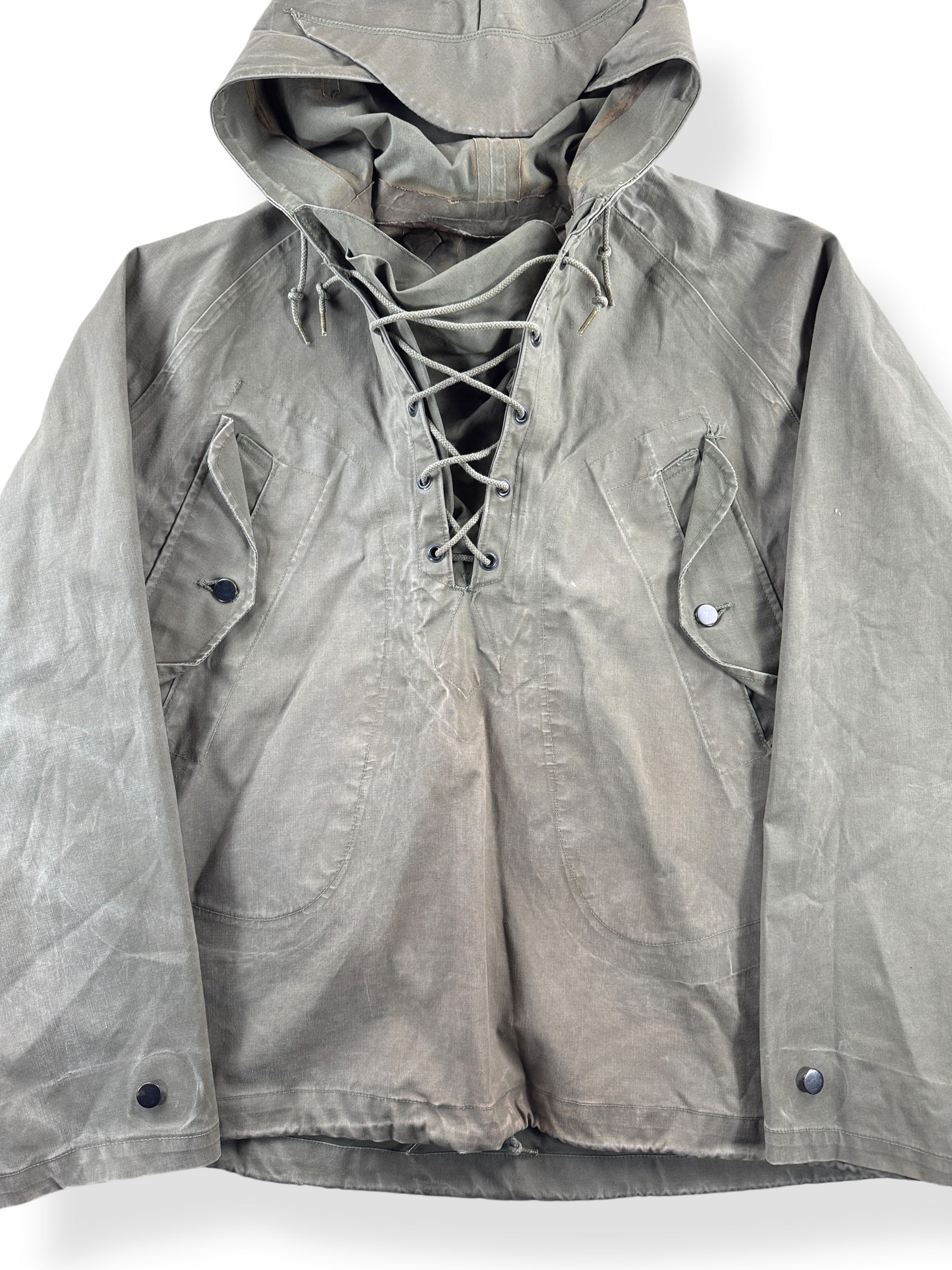Front Close Up of Vintage 60s Wet Weather Parka  SZ M (Fits L)