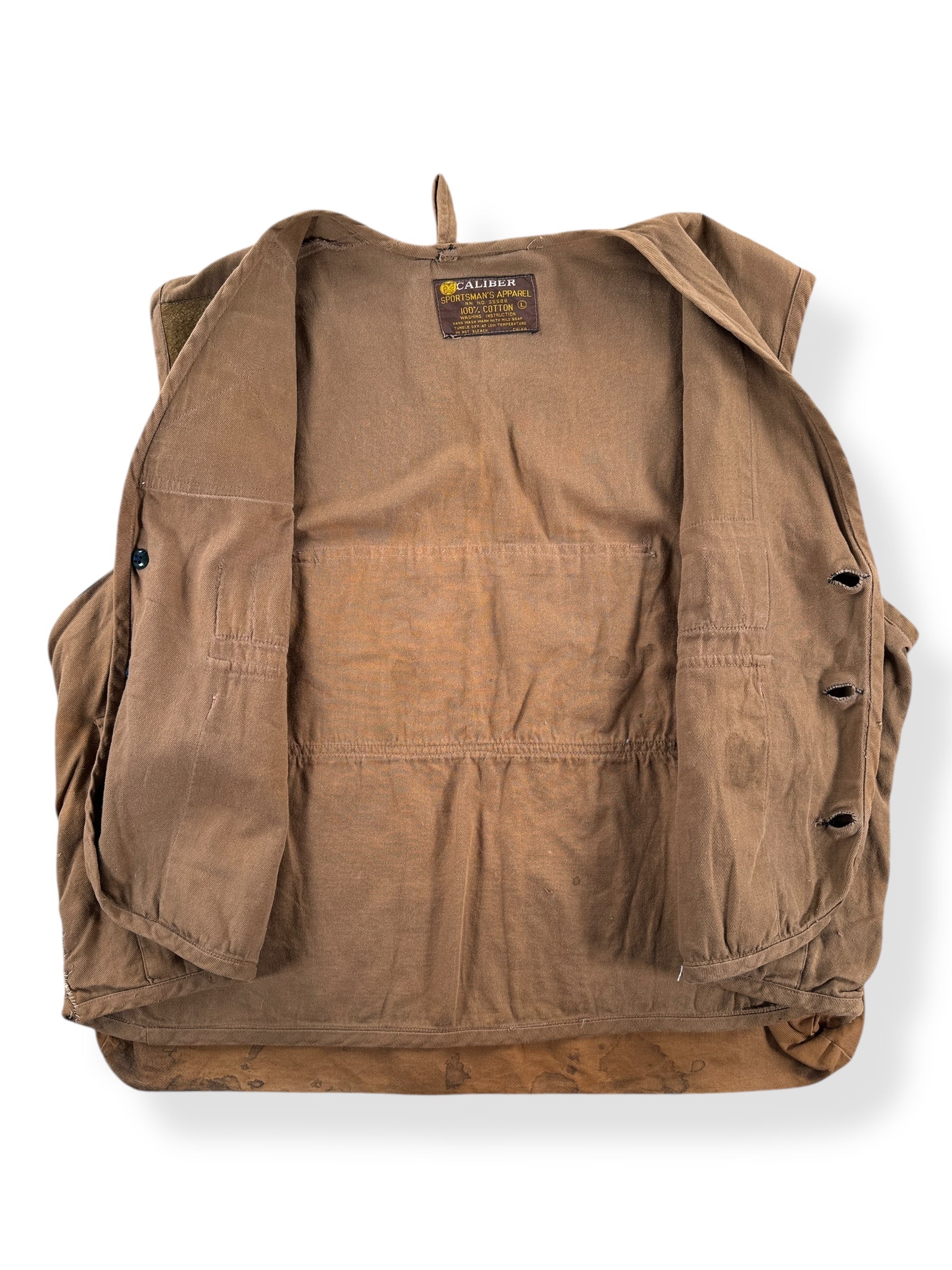 Inside of Vintage 60's Era Caliber Hunting Vest SZ L