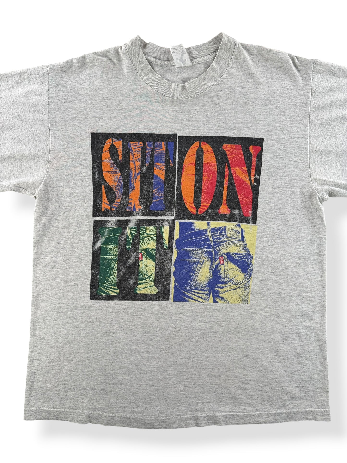 Front Close Up on Vintage Levi's Sit on It Tee SZ L