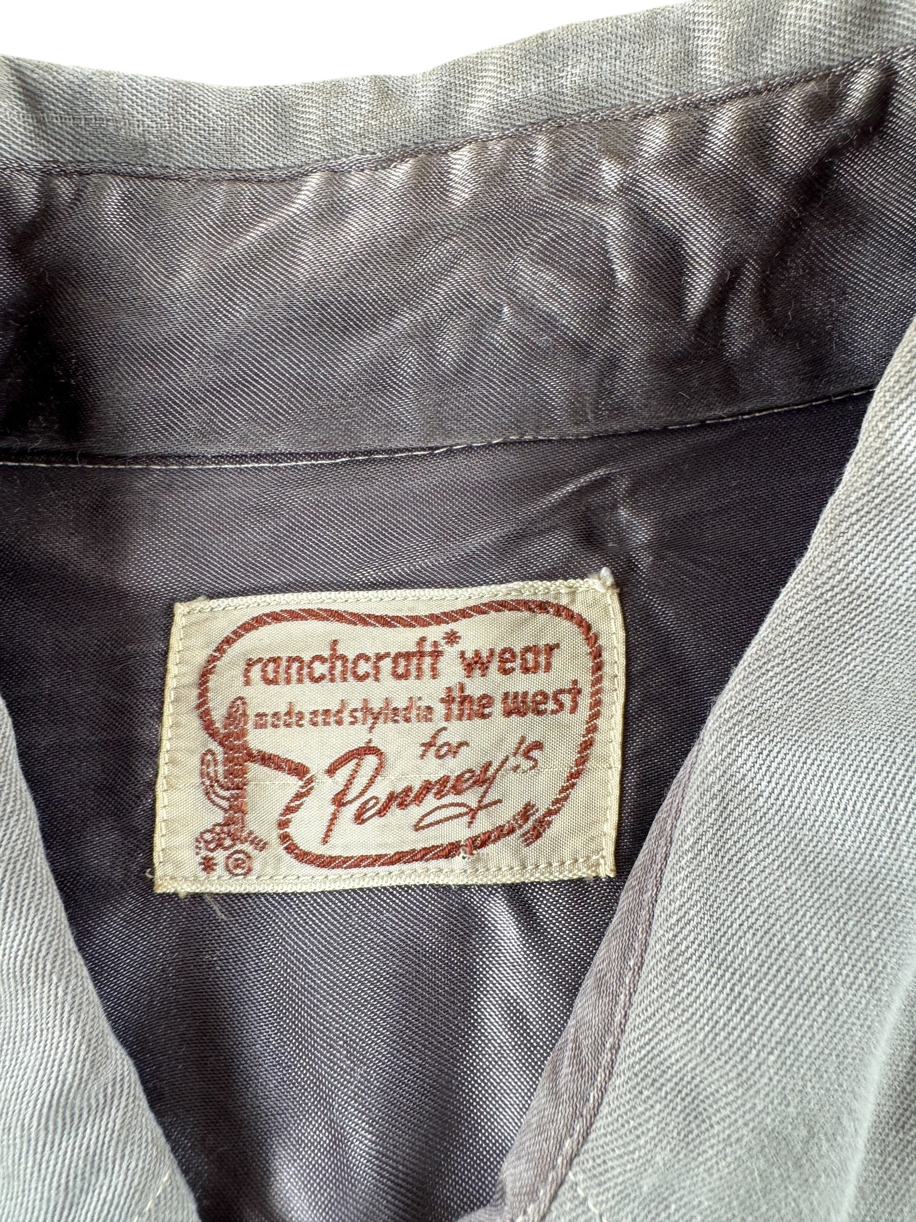 Label on Vintage Ranchcraft by Penney's Gabardine Sawtooth Pearlsnap SZ M