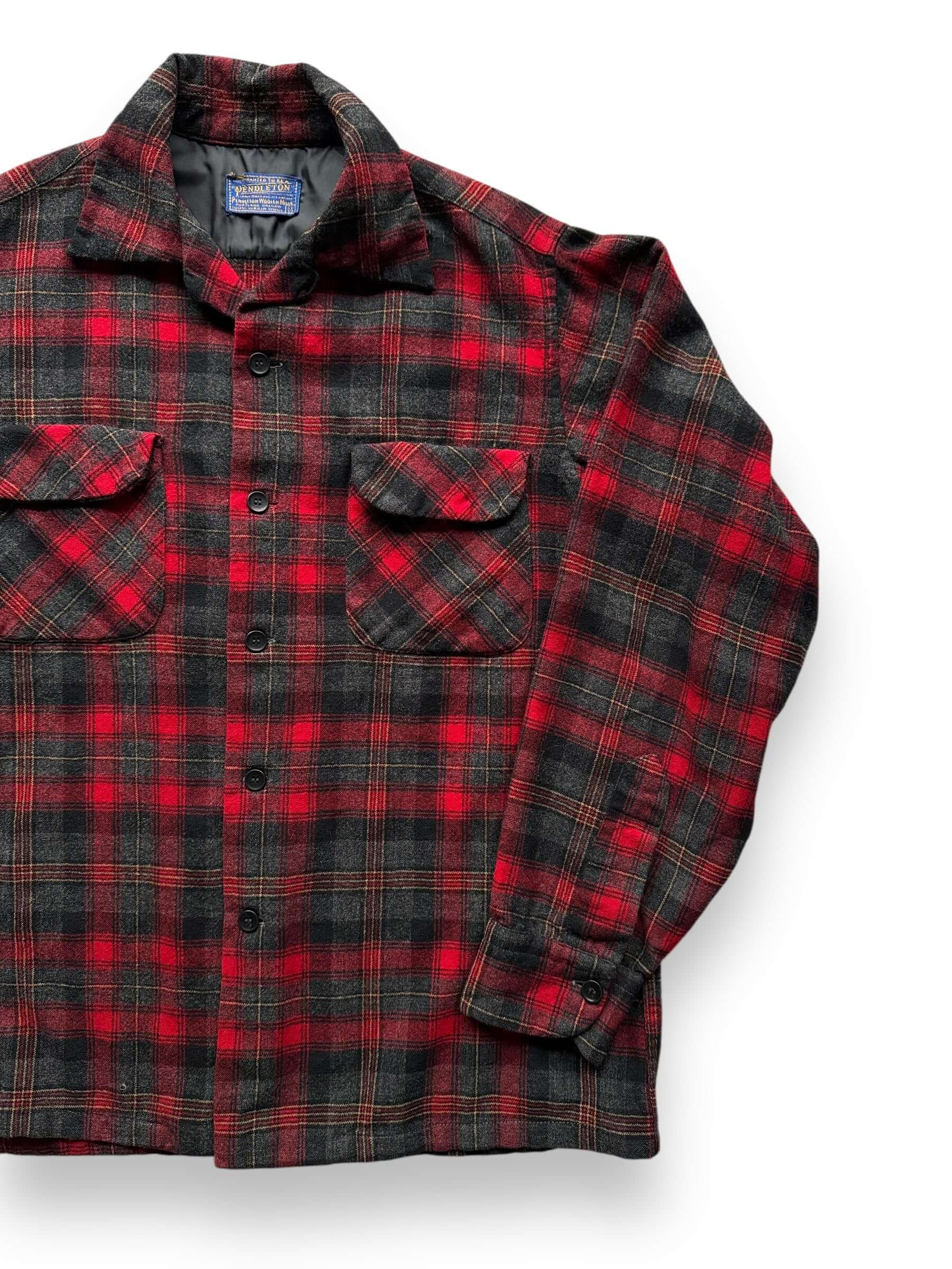 front left of Vintage Pendleton Red/Grey Plaid Board Shirt SZ M