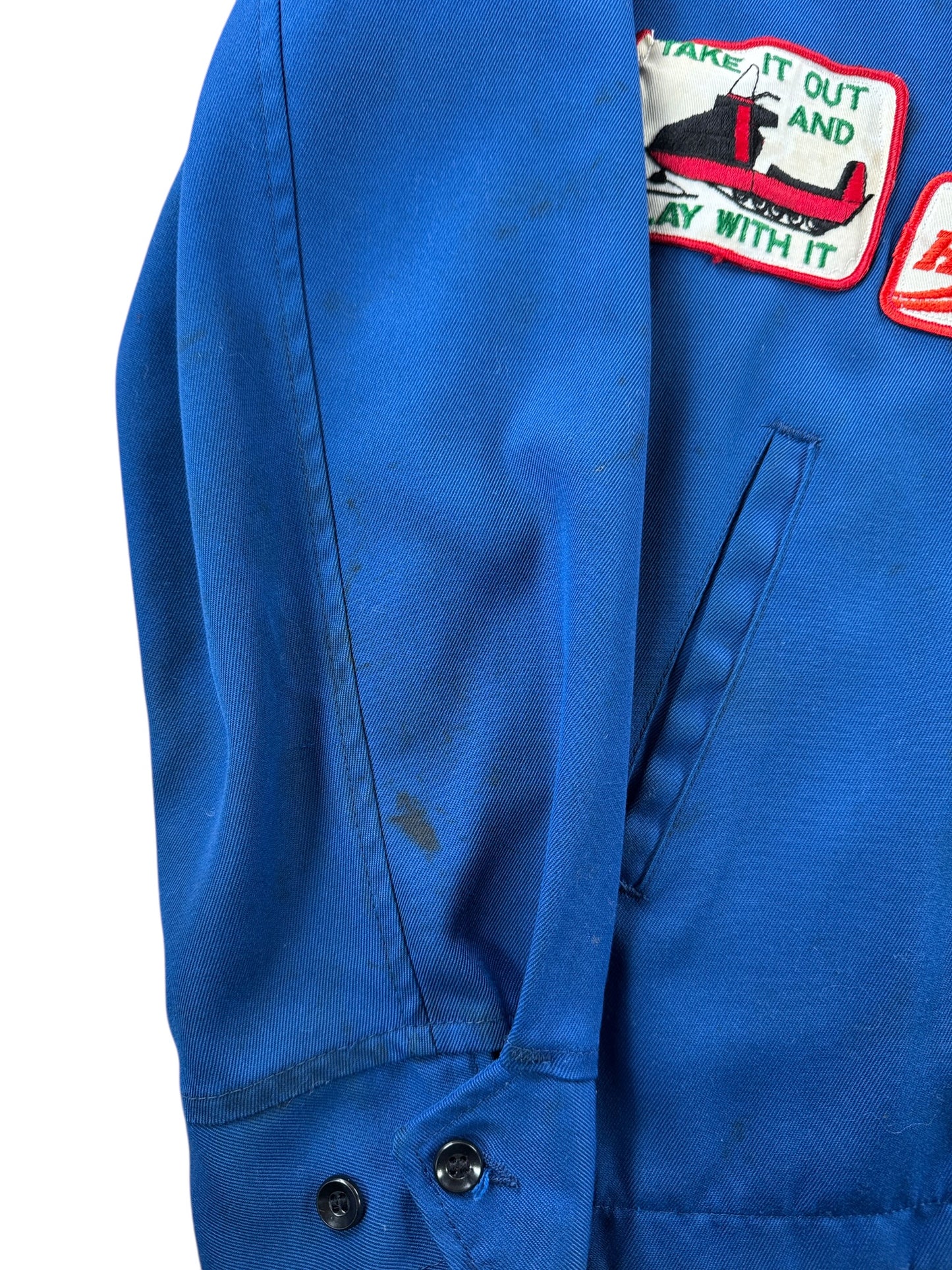 Stains on Vintage Patched Gas Station Jacket SZ M