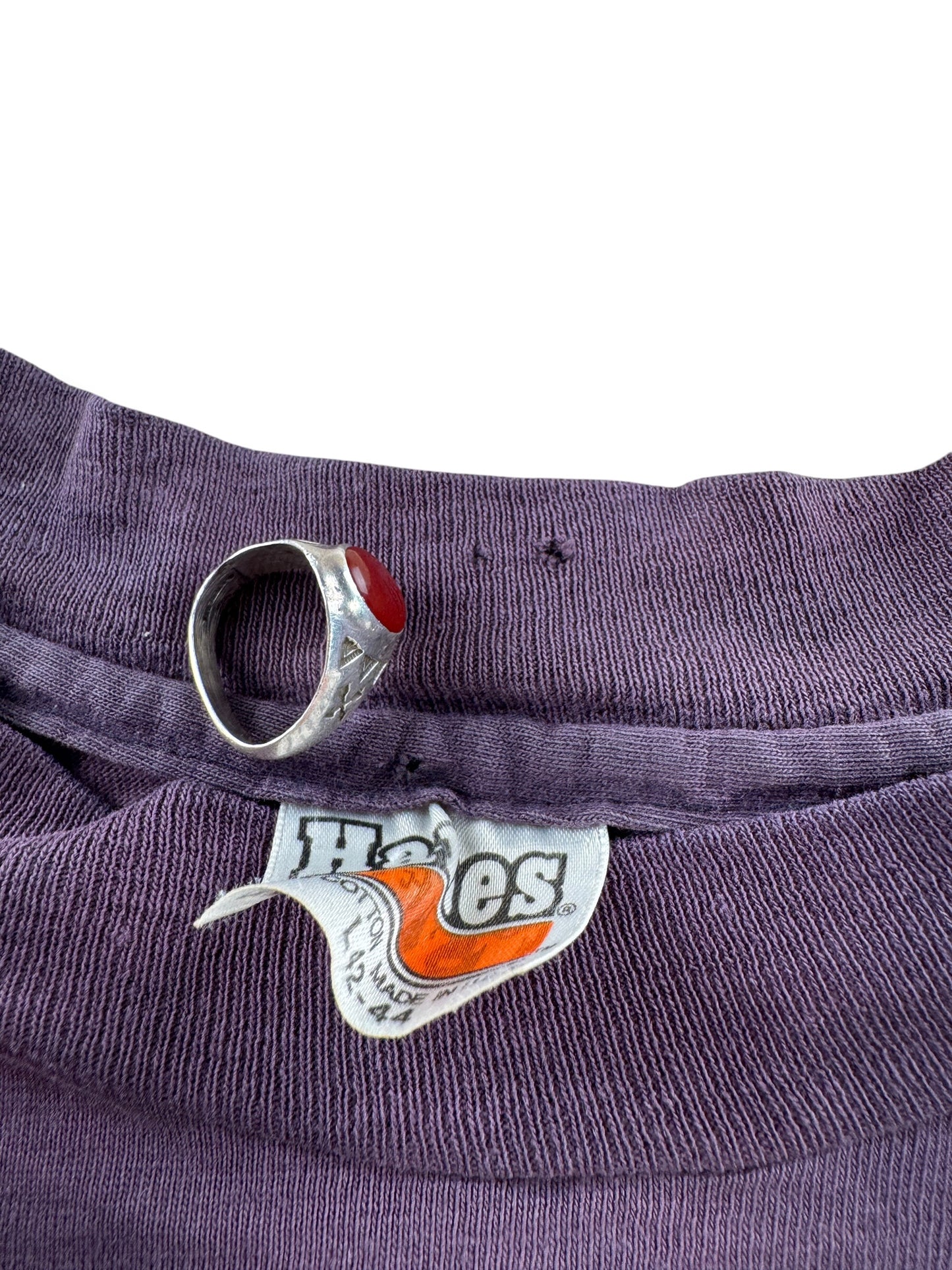 Small pinholes on collar of Vintage 1980s Harley For Bikers Only Kansas Tee SZ L (Fits M)