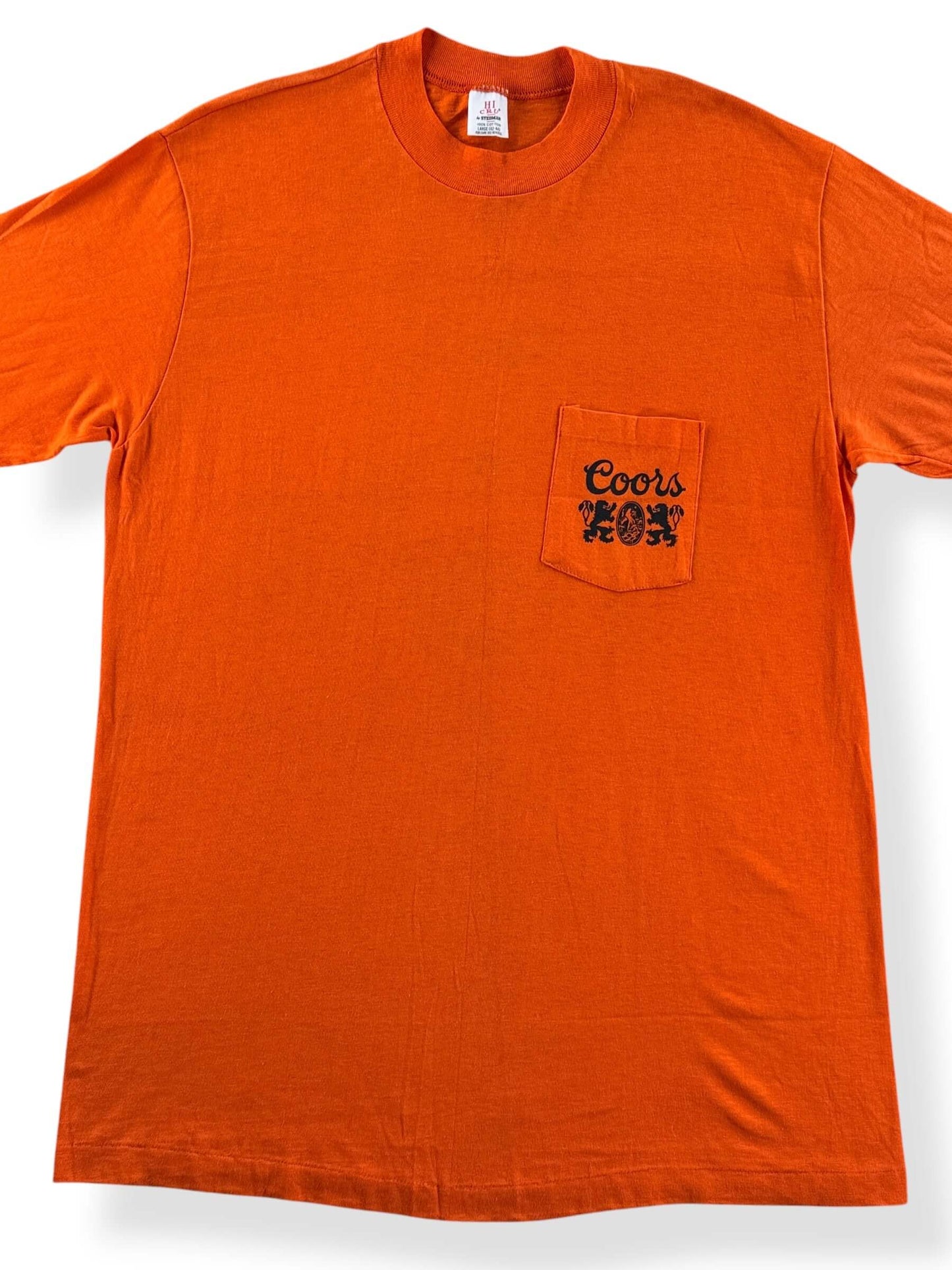 Front Close Up of Vintage NOS Coors 2-Sided Pocket Tee SZ L