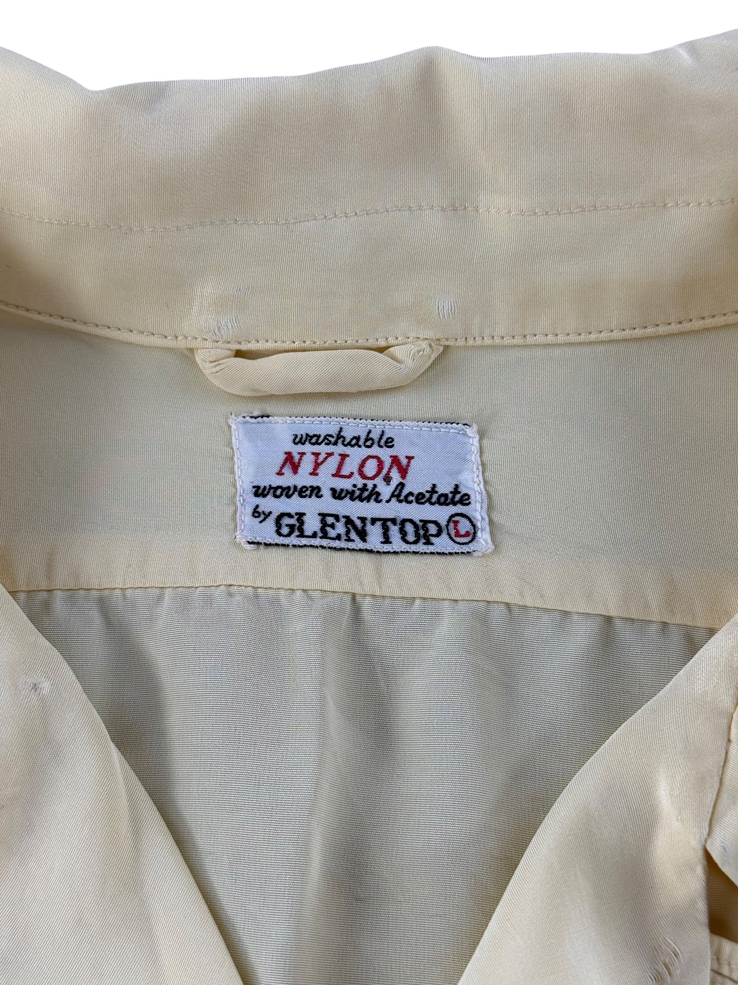 Tag on Vintage 1960s Nylon Glentop Loop Collar Shirt SZ L
