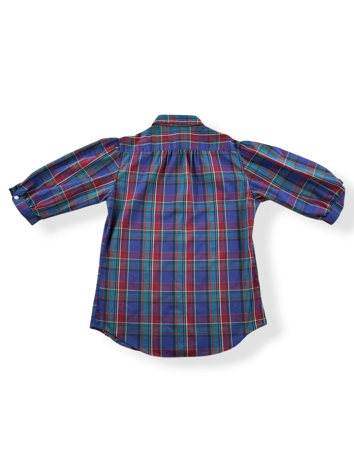Back of Vintage Cheryl Tiegs Plaid Puff Sleeve Blouse SZ 10
