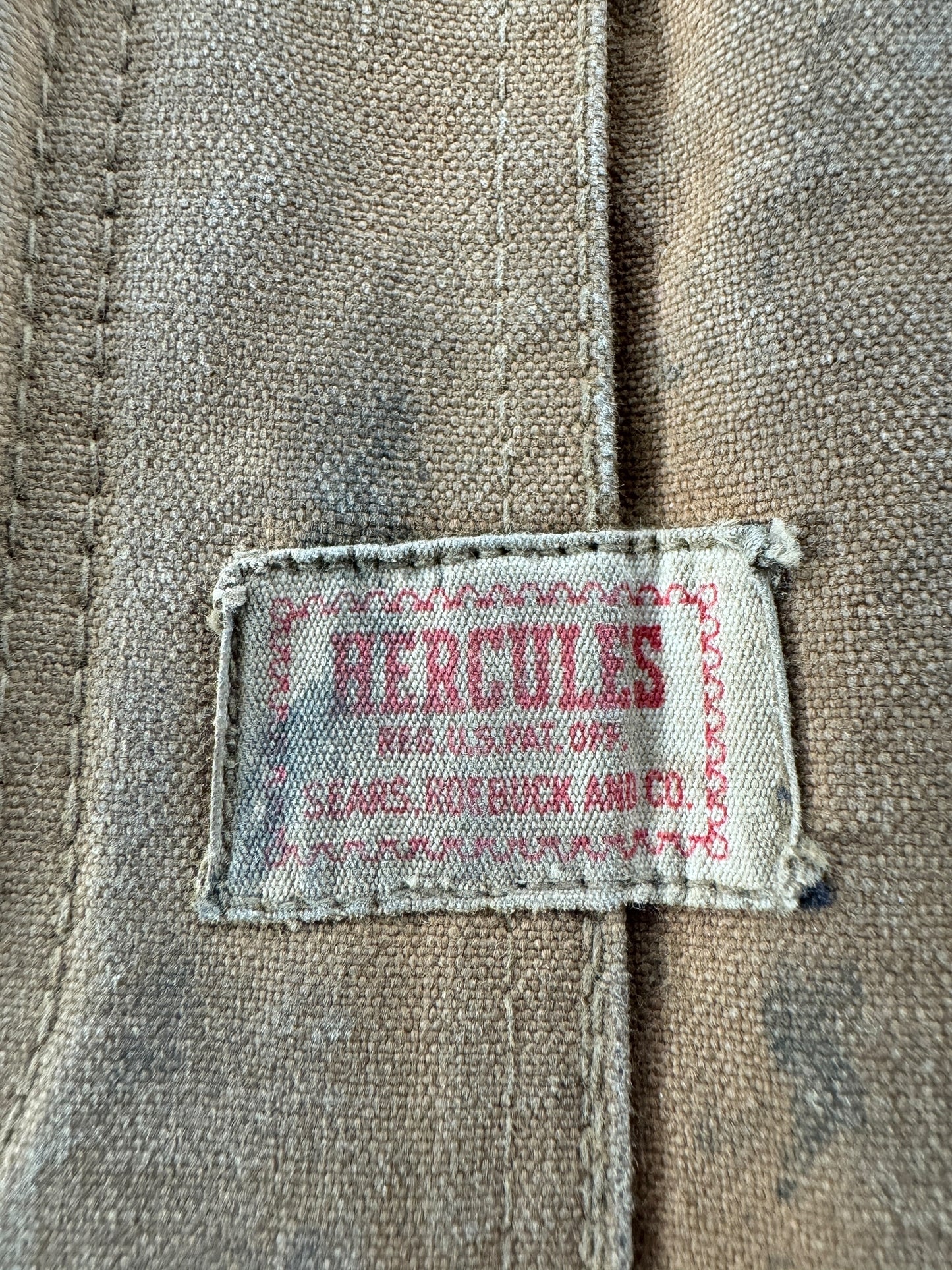 Label on Vintage 50s/60s Era Hercules Blanket Lined Chore Coat SZ L