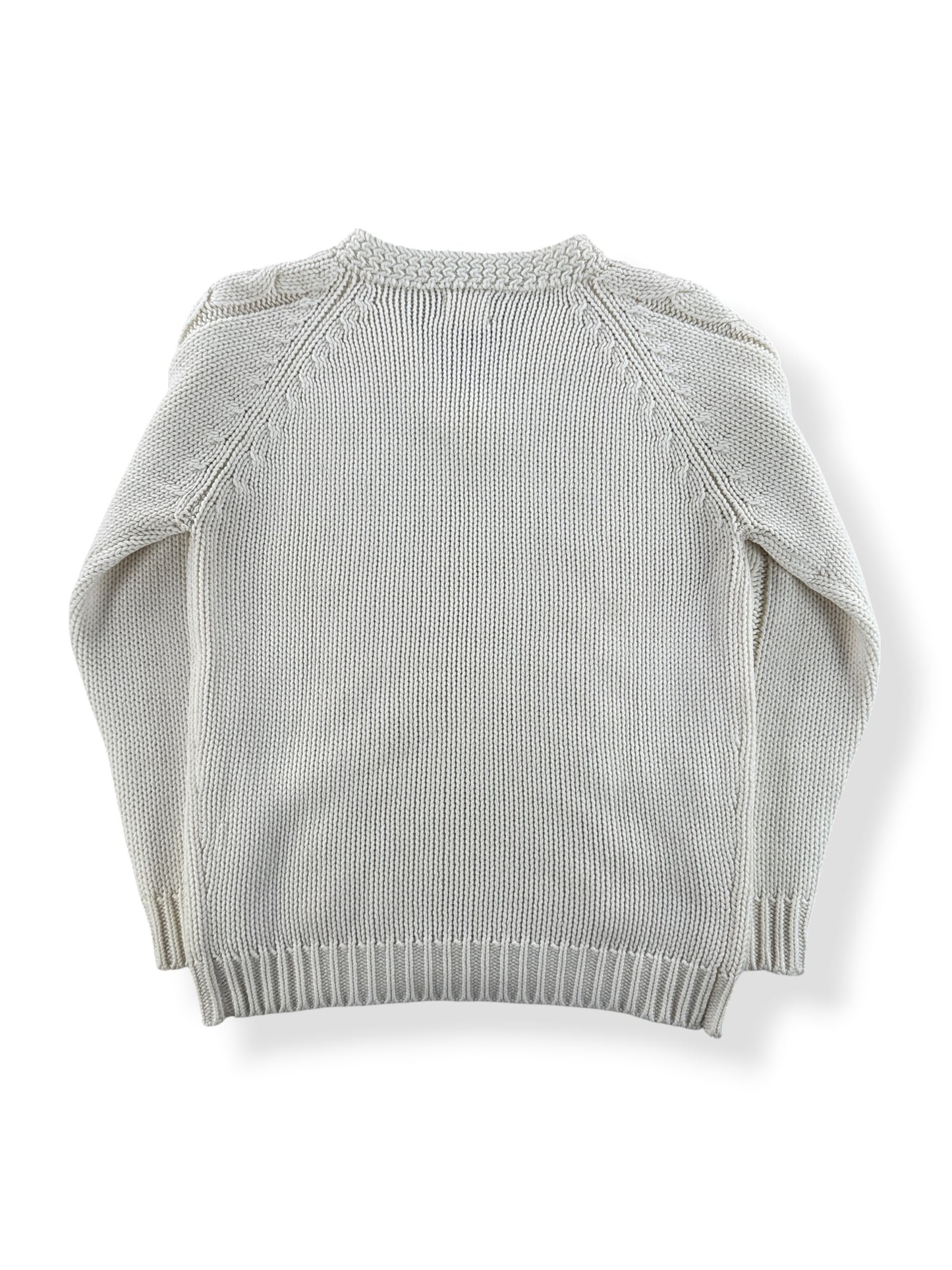 Back of Vintage Acrylic Cableknit V Neck Sweater SZ XS