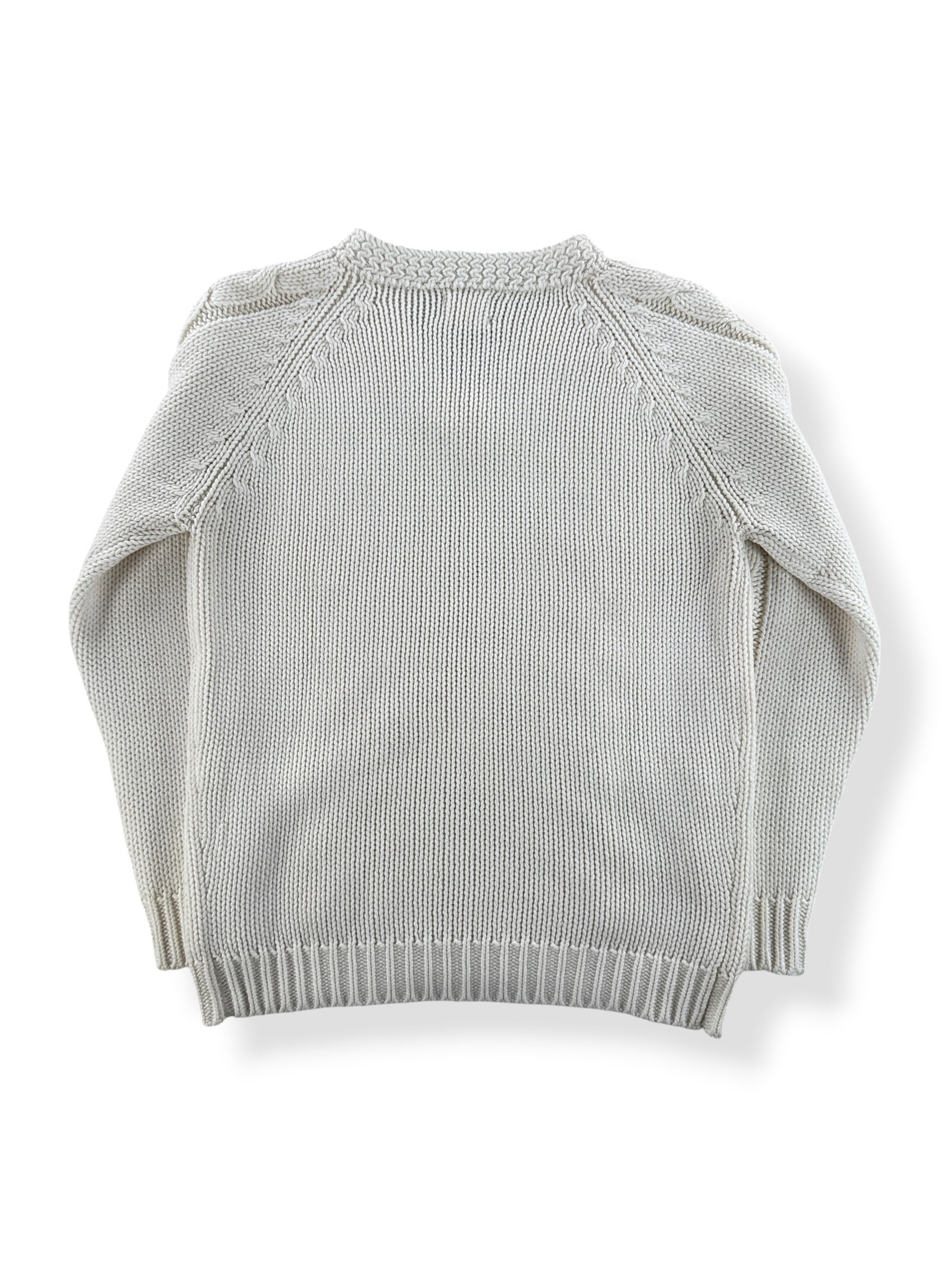 Back of Vintage Acrylic Cableknit V Neck Sweater SZ XS