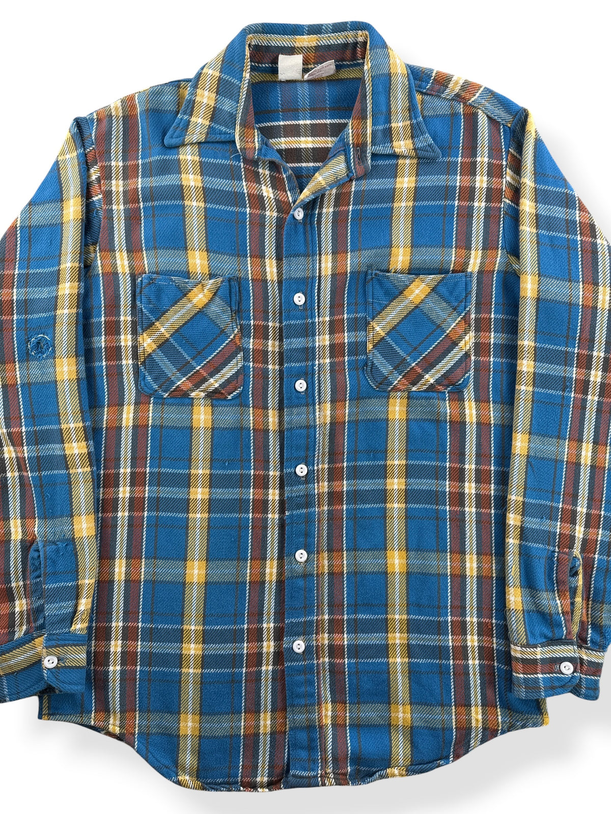 Close-up of Vintage Repaired Big Mac Cotton Flannel SZ L
