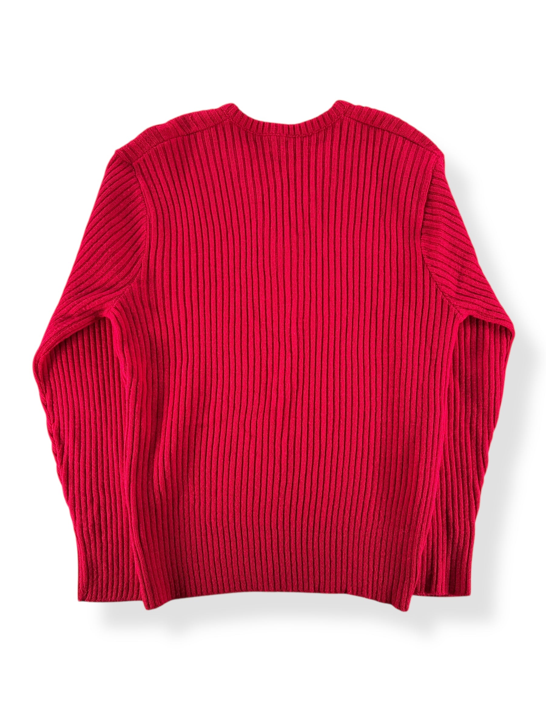 Back of Vintage 60s Izod Red V-Neck Sweater SZ M