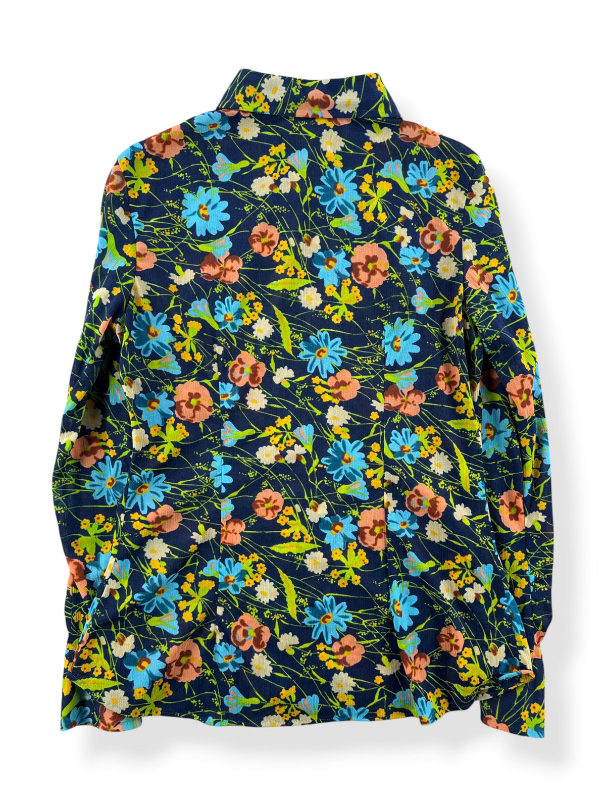 Back of Vintage 70s Semi Sheer Disco Shirt SZ S