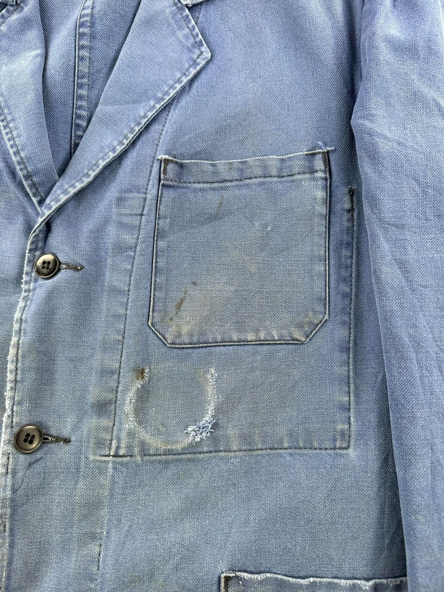 Wear on Pocket of Vintage French Chore Coat SZ L