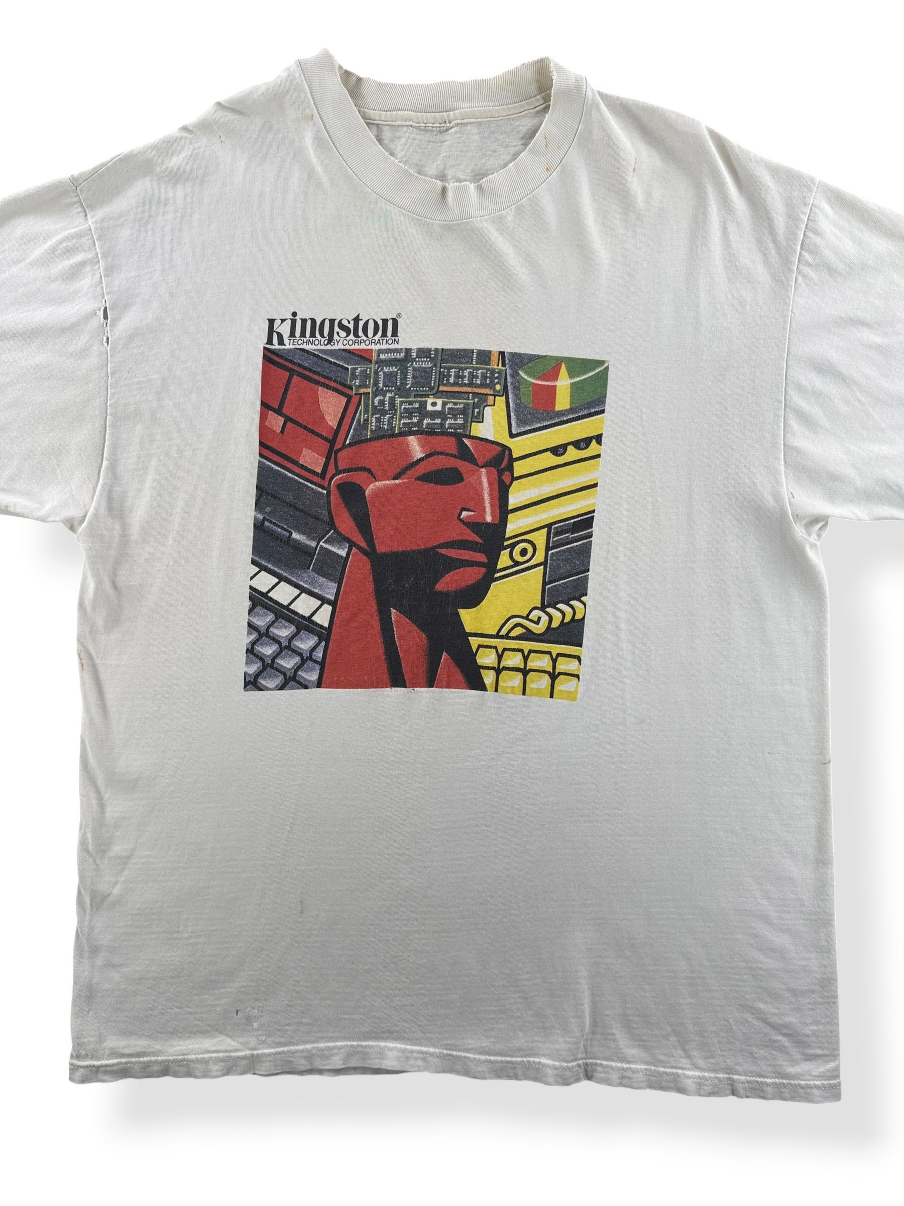 Front Close Up of Vintage Kingston Technology Corporation Tee SZ XL