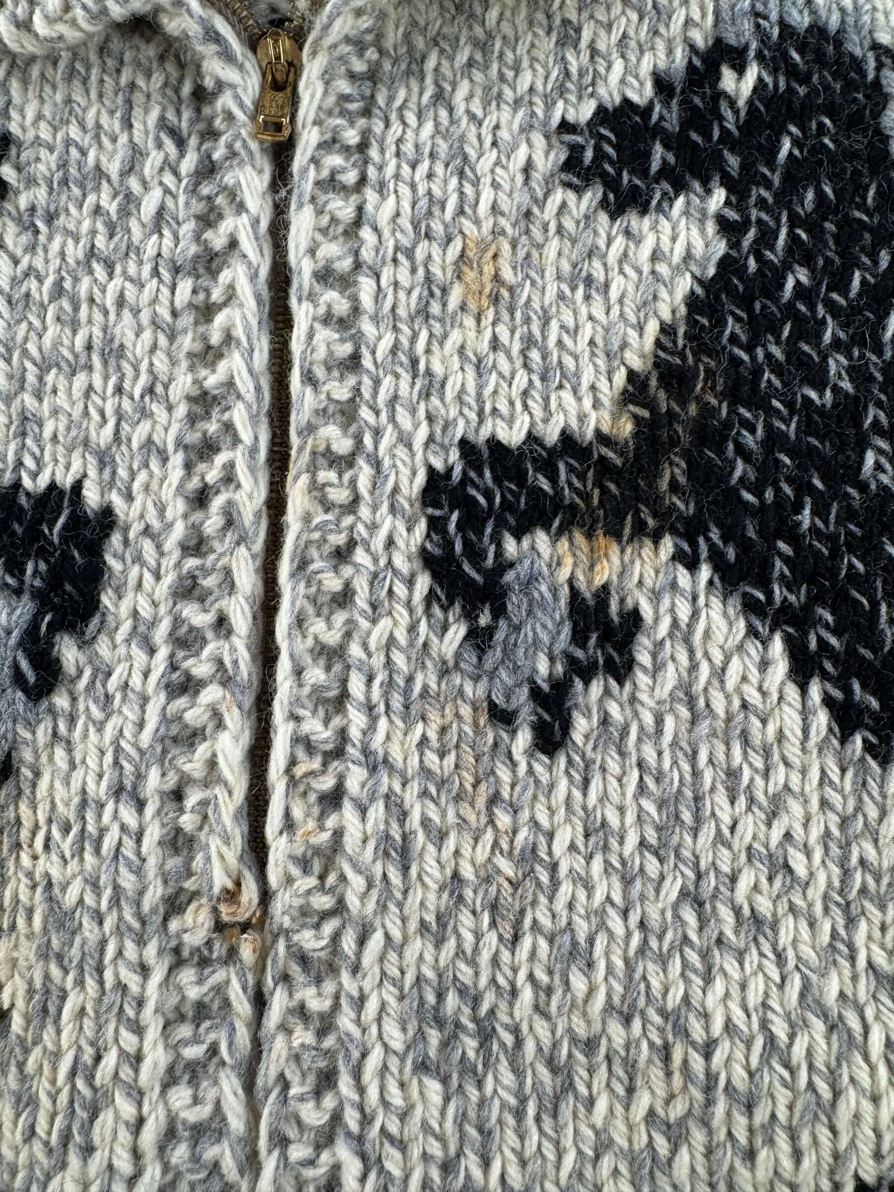 Staining on Vintage Cowichan Style Horse Sweater AS IS SZ M/L