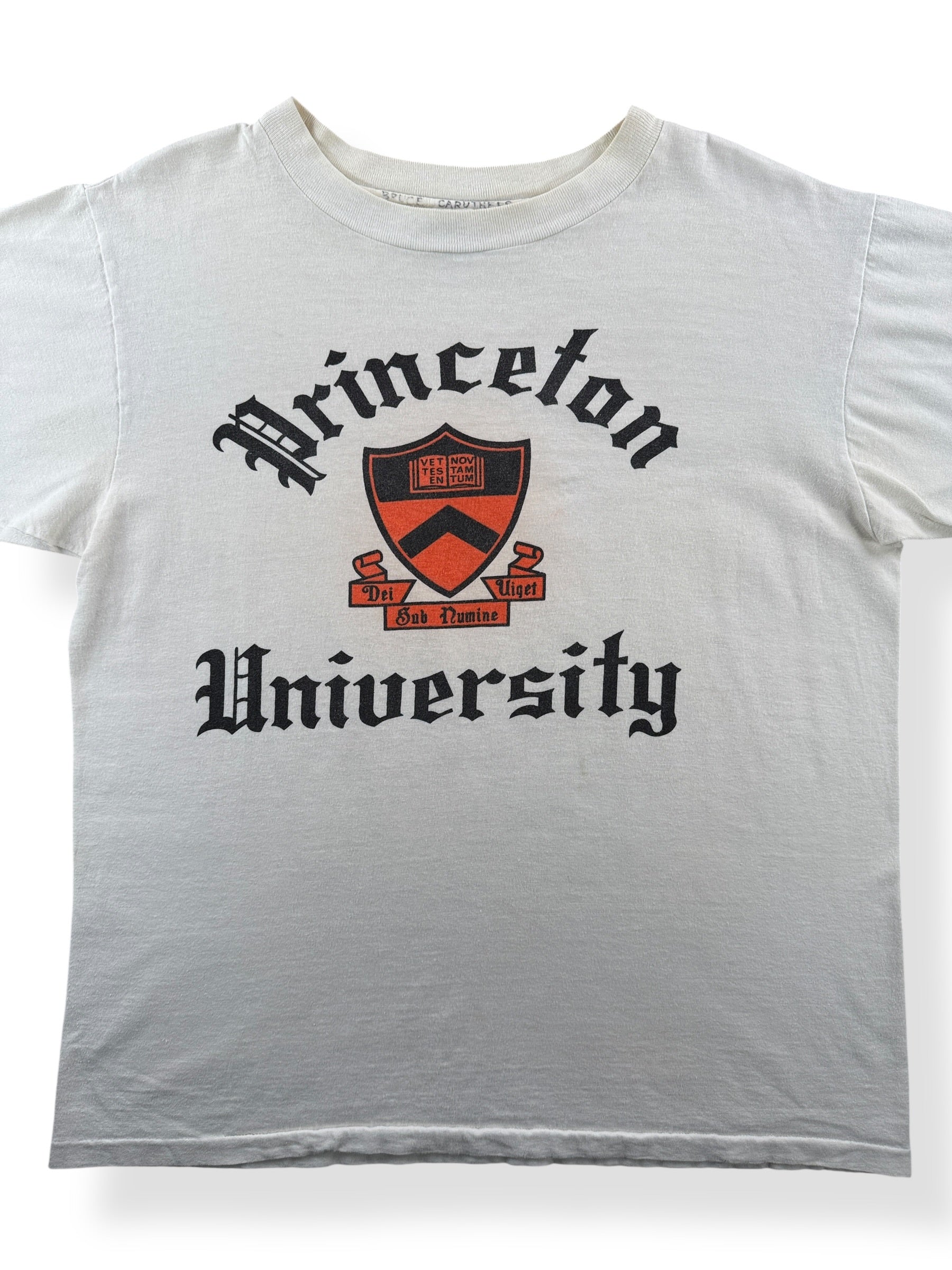 Front Close Up of Vintage 80s Princeton University Champion Tee SZ L