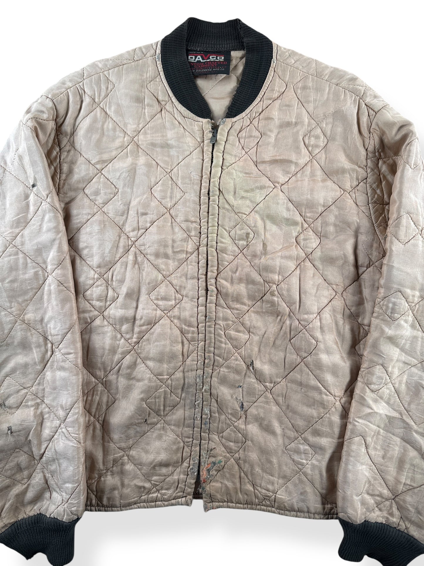 Front Close Up of Vintage Davco Quilted Liner Jacket SZ L AS IS