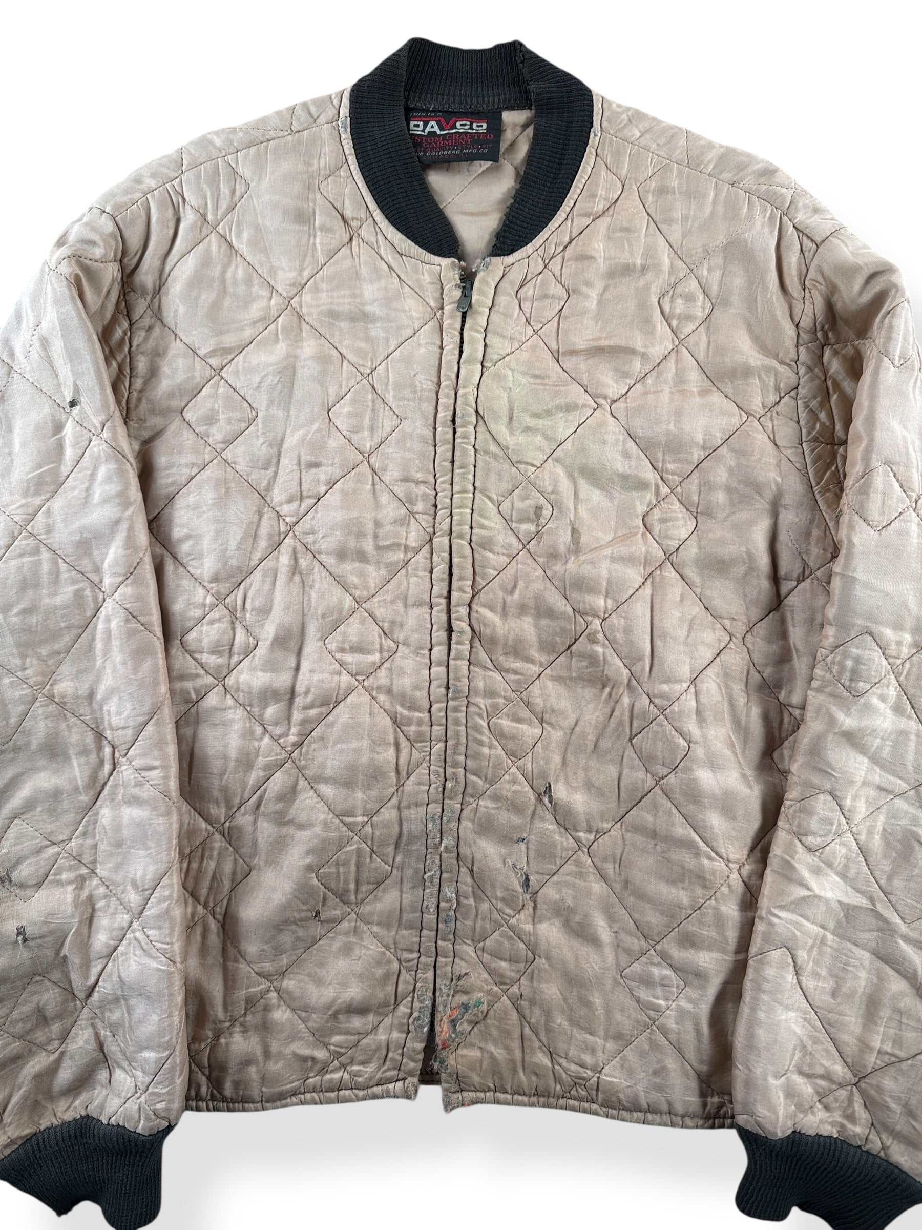 Front Close Up of Vintage Davco Quilted Liner Jacket SZ L AS IS