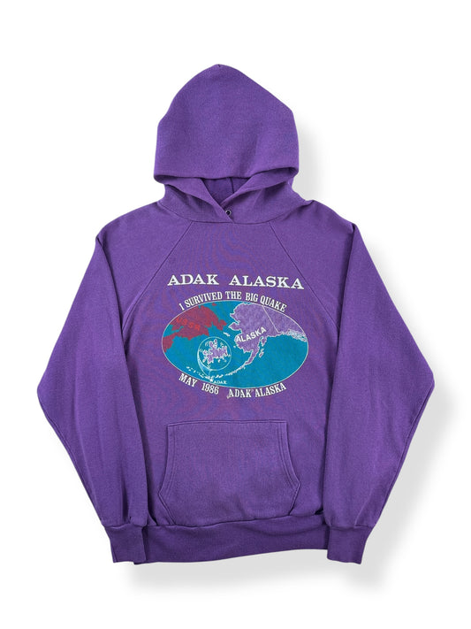 Front of Vintage Purple Adak AK Hoodie SZ S