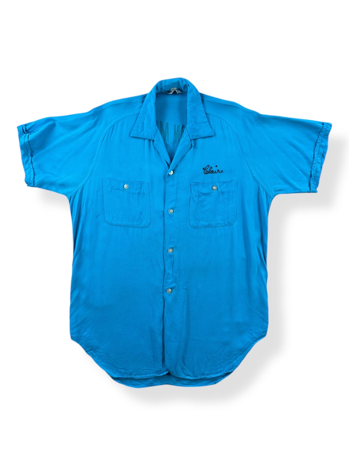Front of Vintage Johnson Motors Ephrata WA Bowling Shirt SZ M