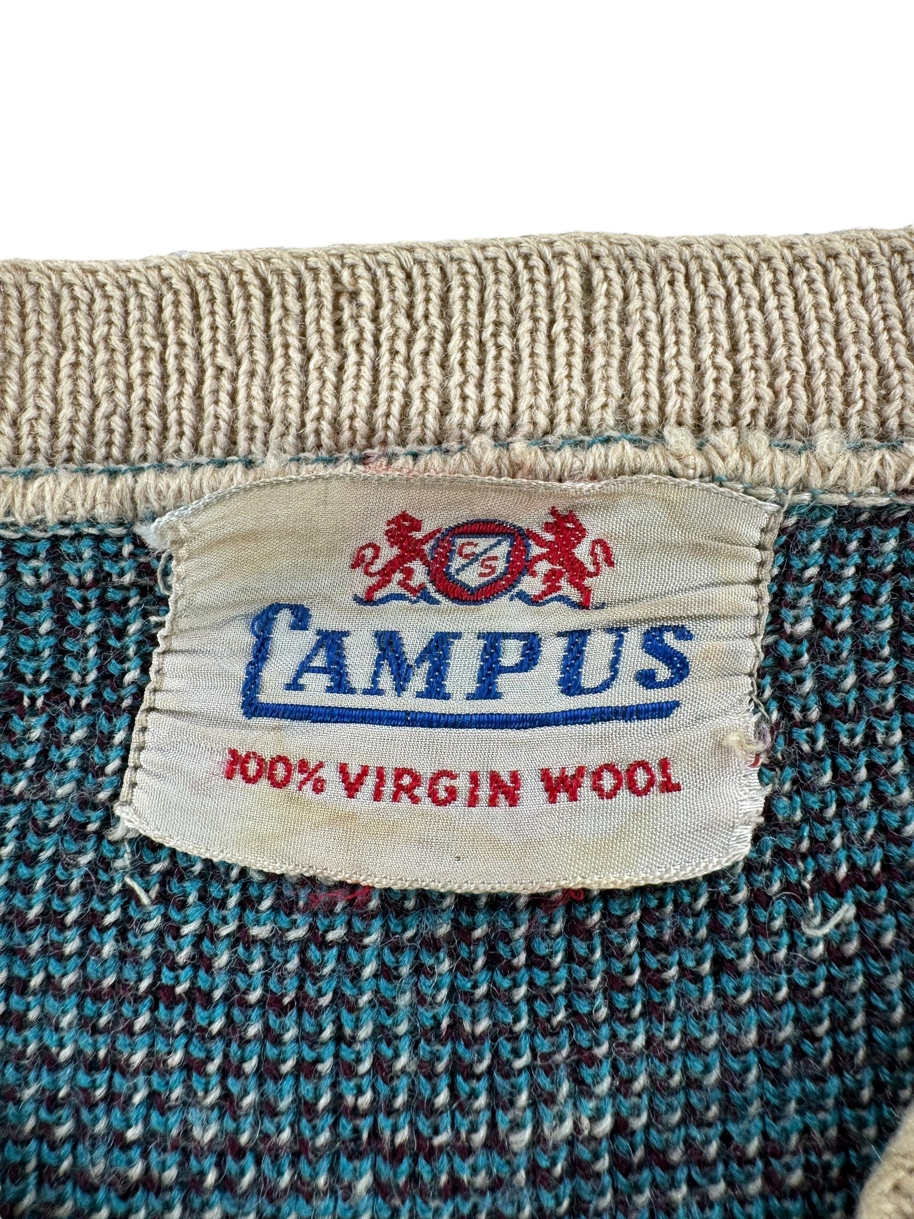 Tag on Vintage Campus Wool Tiger Sweater SZ M