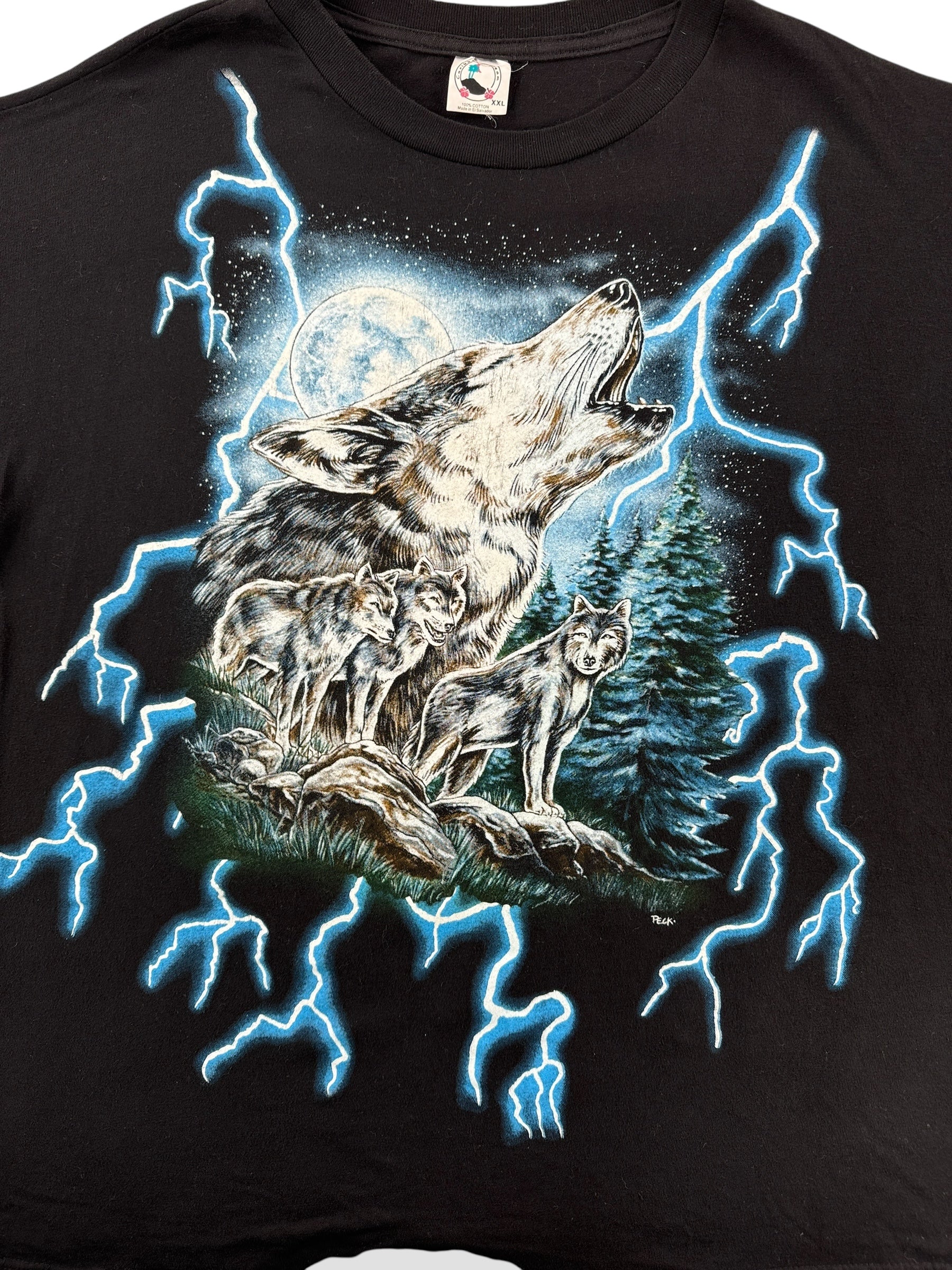 Front Graphic of Vintage American Thunder Wolf Tee SZ XXL