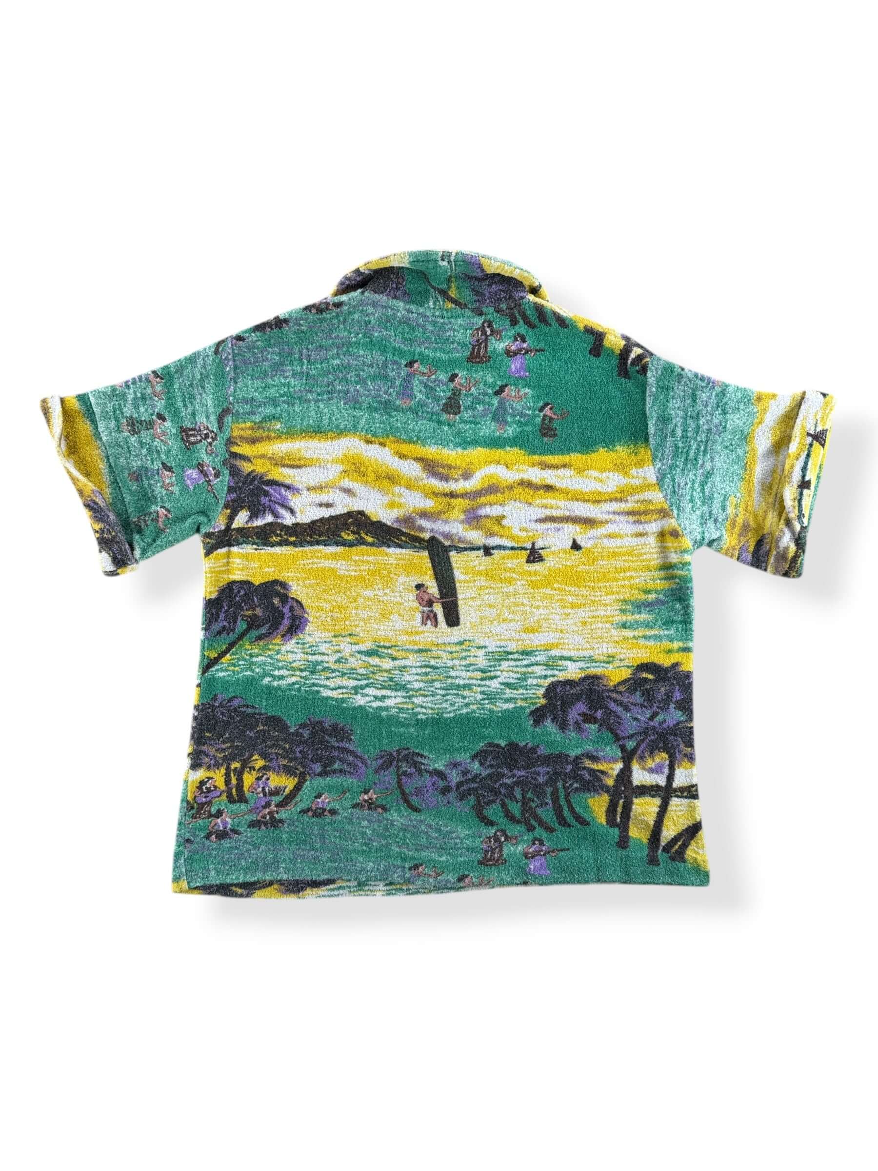 Back of Vintage Terrycloth Aloha Pullover Shirt SZ M (Fits S)