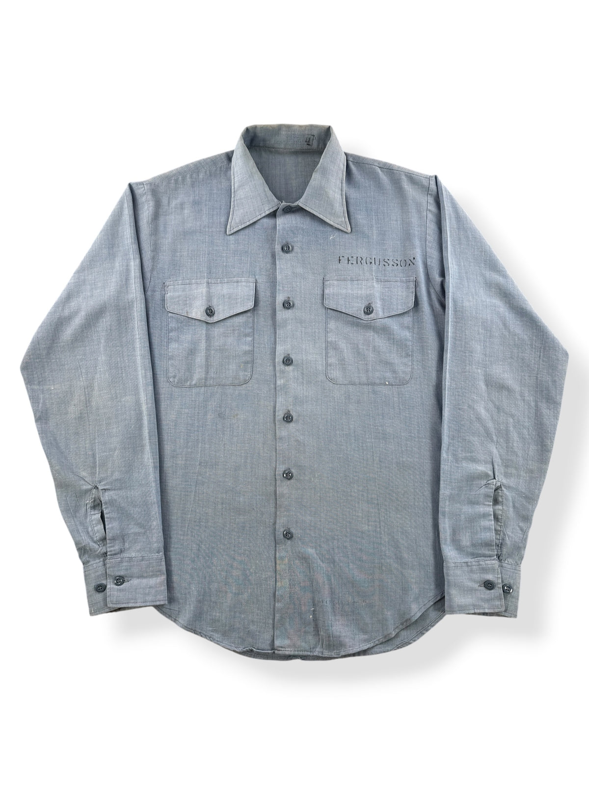 Front of Vintage Stenciled Chambray Shirt SZ M