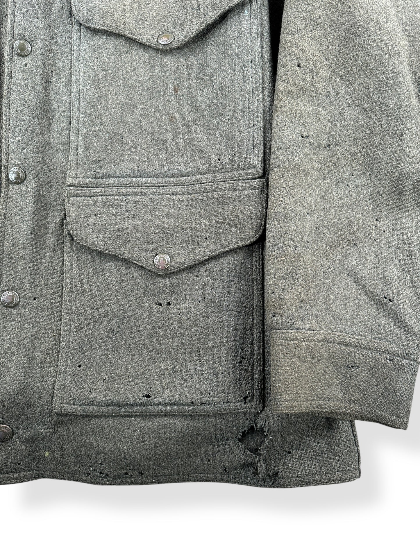 Moth Damage on Vintage Filson Wool/Nylon Blend Jacket SZ L AS IS