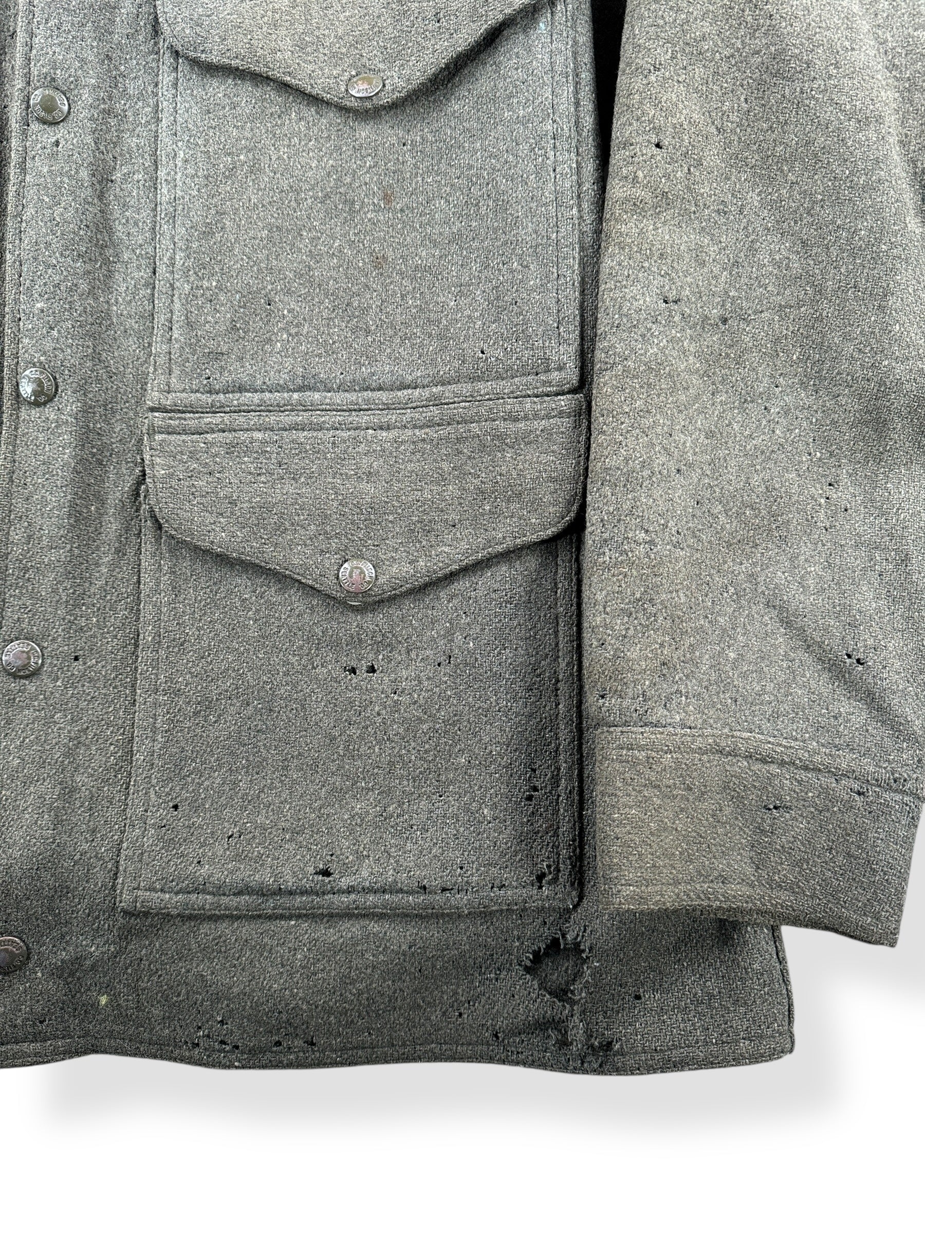Moth Damage on Vintage Filson Wool/Nylon Blend Jacket SZ L AS IS