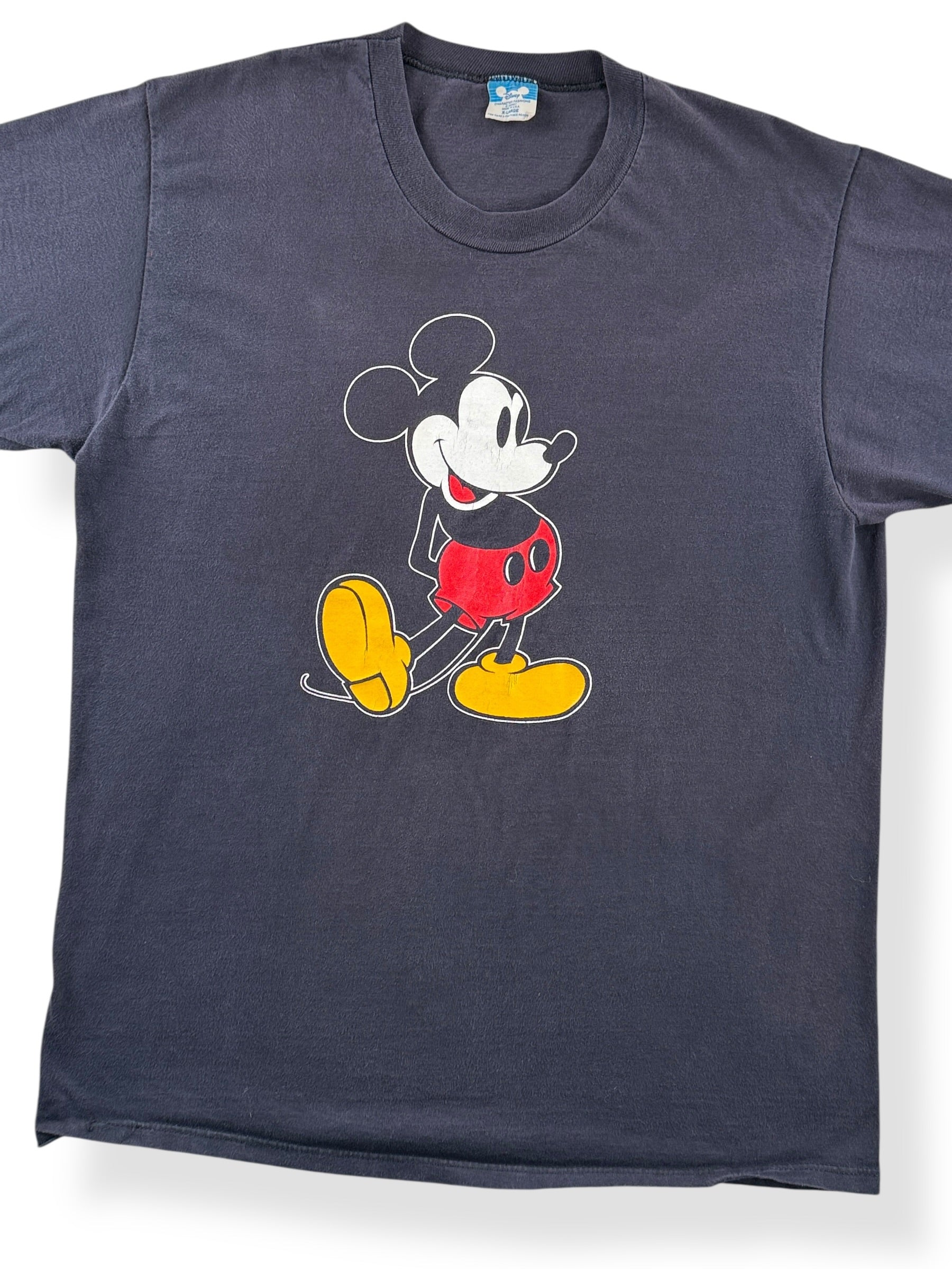 Front Close Up of Vintage MIUSA Black Disney Mickey Mouse Tee SZ XL (Fits L)