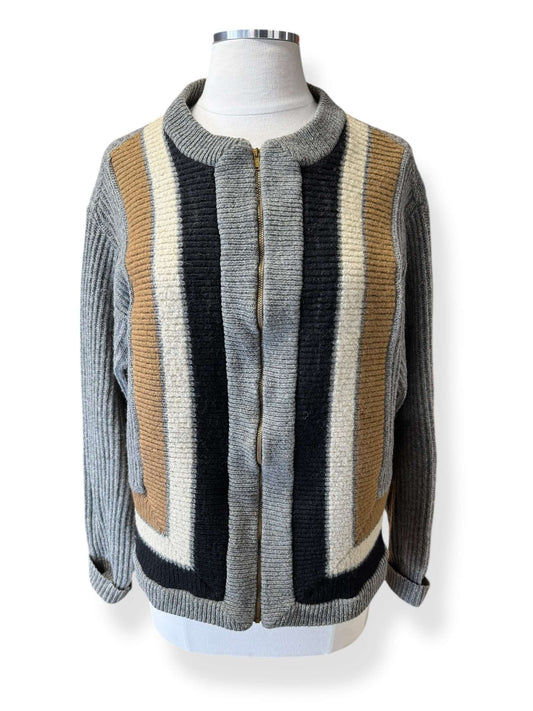 Front view of Vintage 1950s Jantzen Zip Cardigan Sweater L