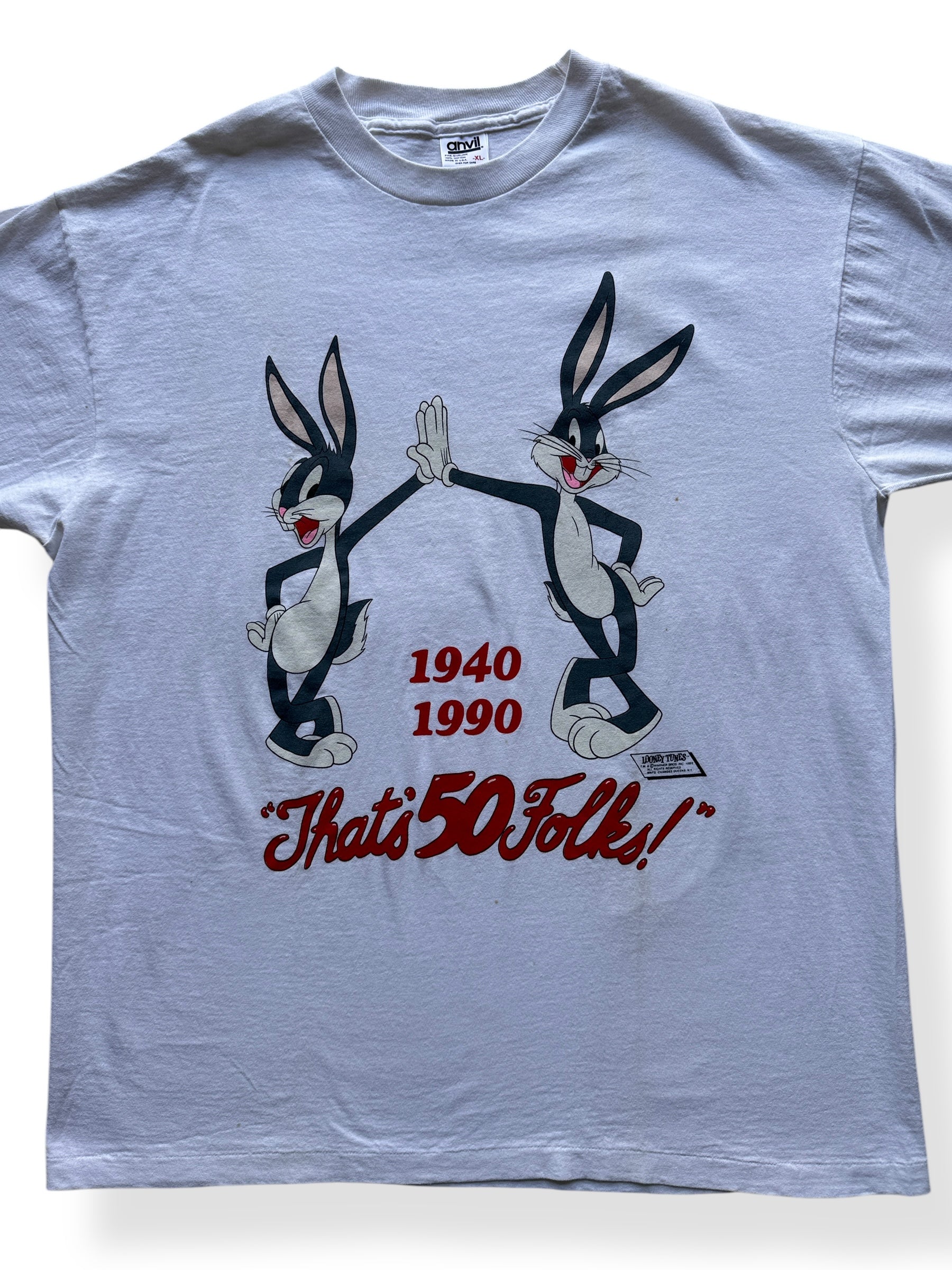 Front Graphic of Vintage 1940-1990 Bugs Bunny Birthday Tee SZ XL