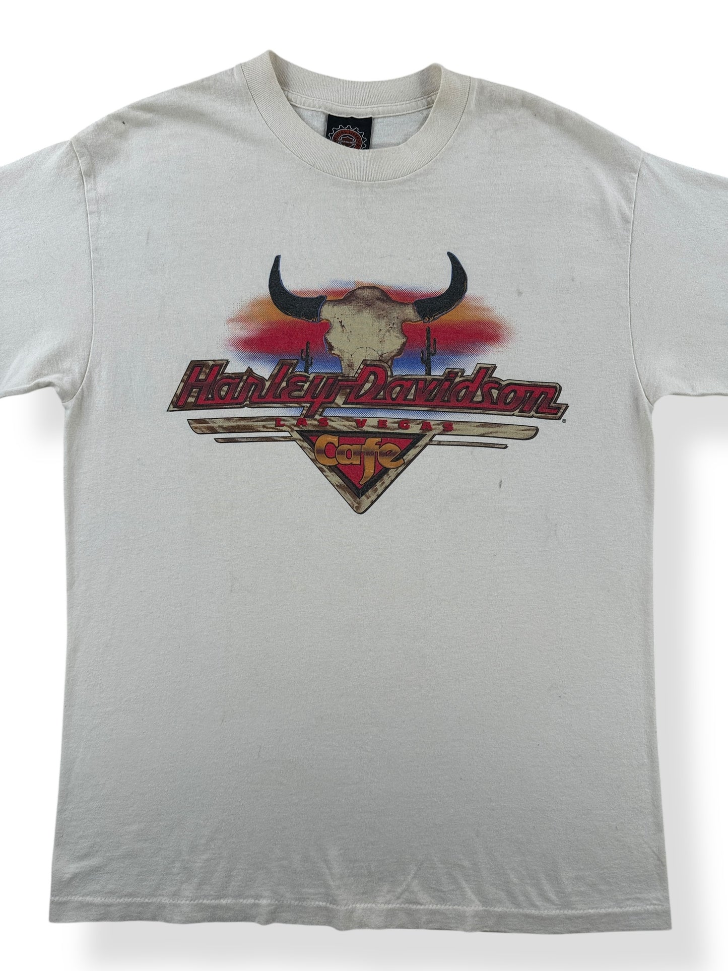 Front Close Up of Vintage Harley Davidson Cafe Las Vegas Tee SZ M