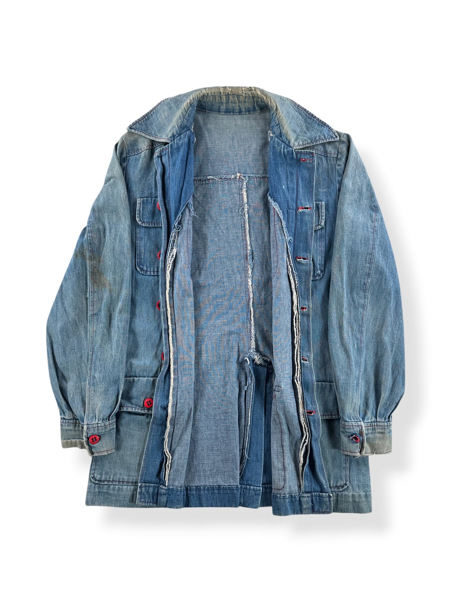 Inside of Vintage Weird Denim Chore Coat SZ L